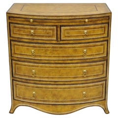 Maitland Smith English Georgian Leather Wrapped Bow Front Chest of Drawers