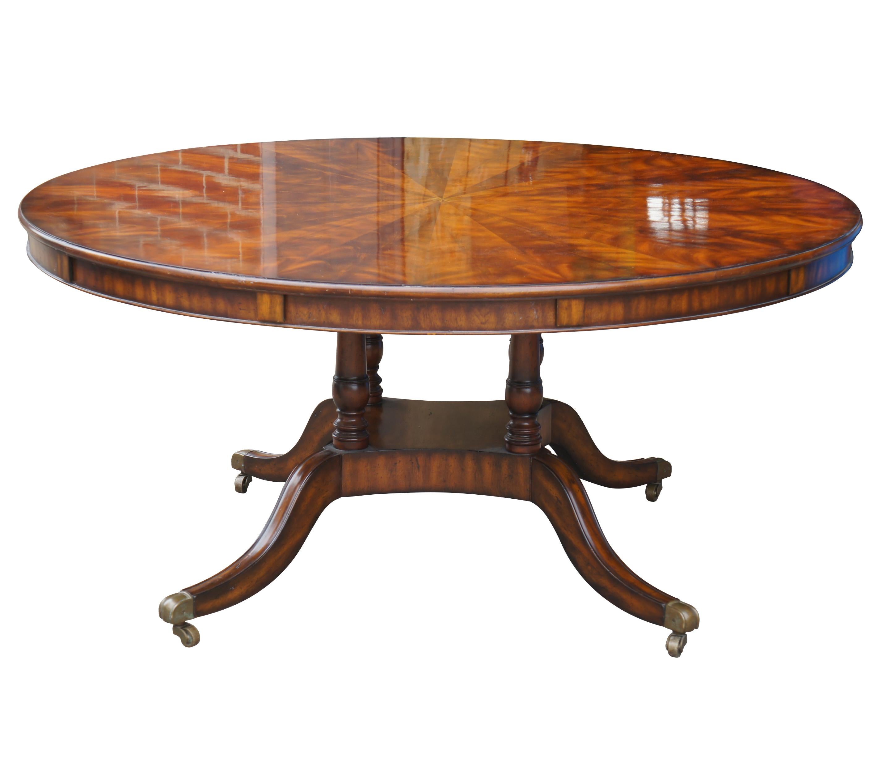 Maitland Smith English Regency Flame Mahogany Roundabout Extendable Dining Table In Good Condition In Dayton, OH