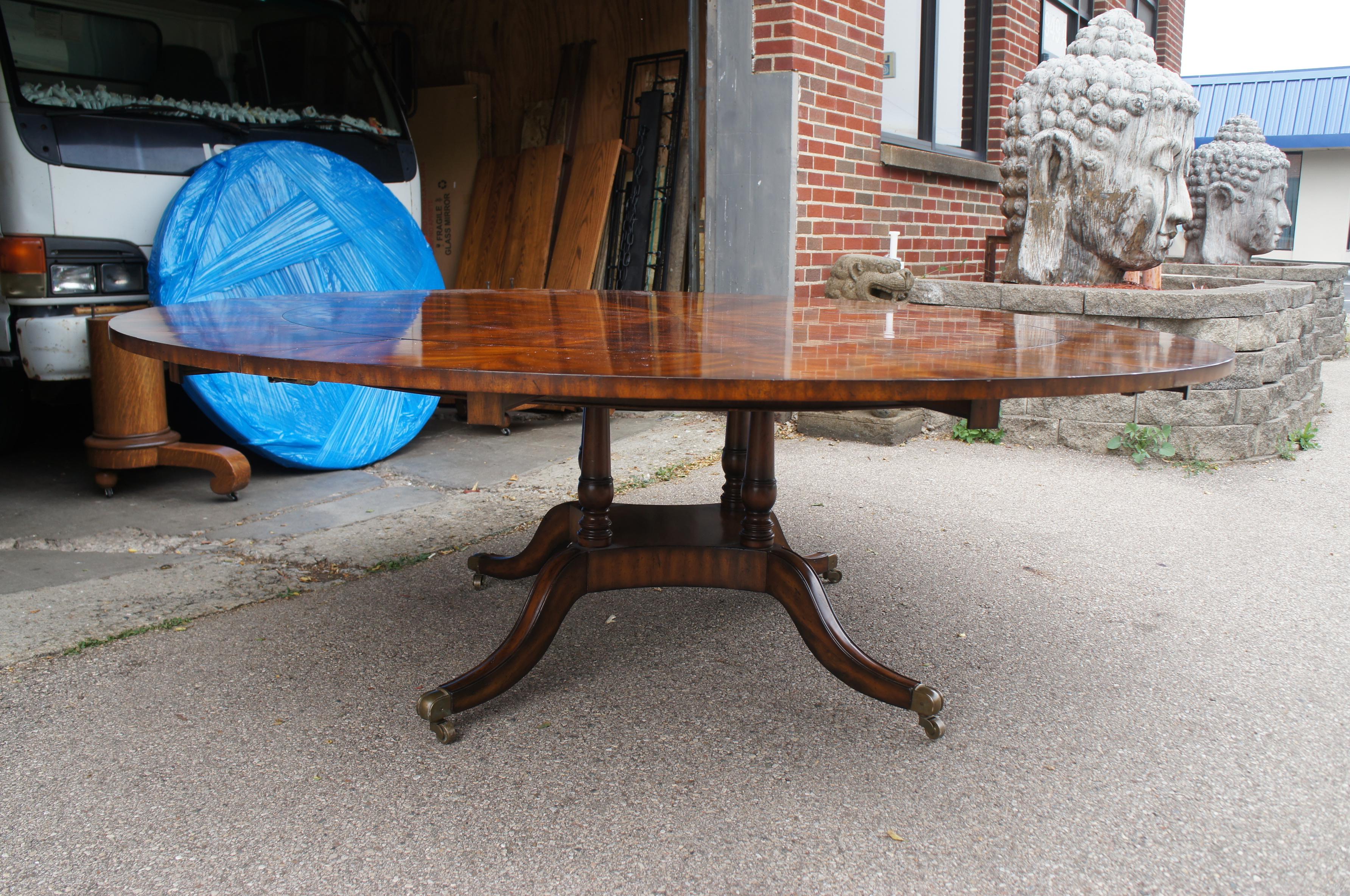 Maitland Smith English Regency Flame Mahogany Roundabout Extendable Dining Table 4