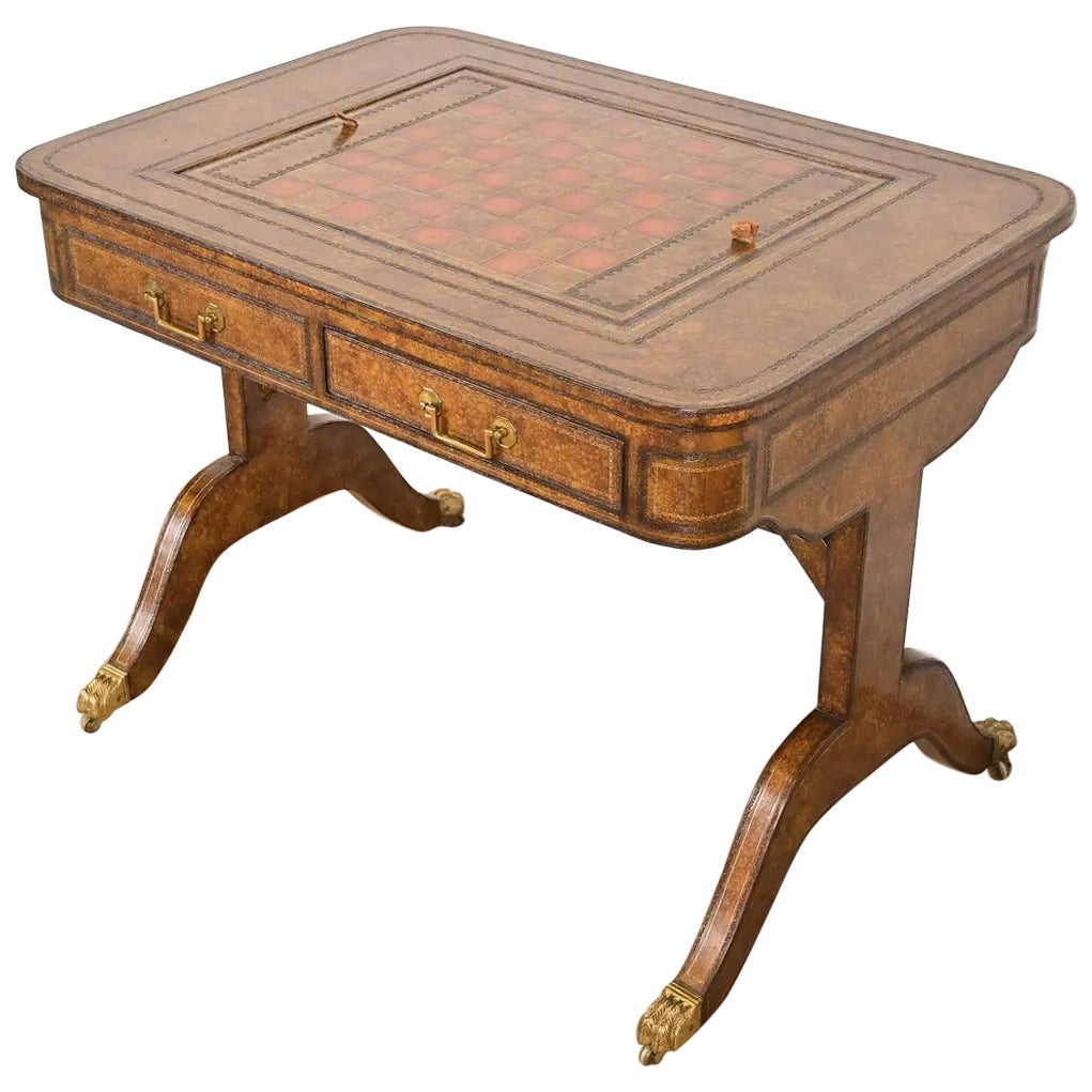 Maitland Smith English Regency Leather Wrapped Game Table
