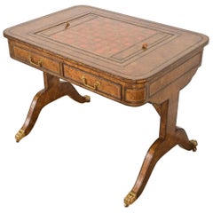 Maitland Smith English Regency Leather Wrapped Game Table Maitland Smith English Regency Leather Wrapped Game Table