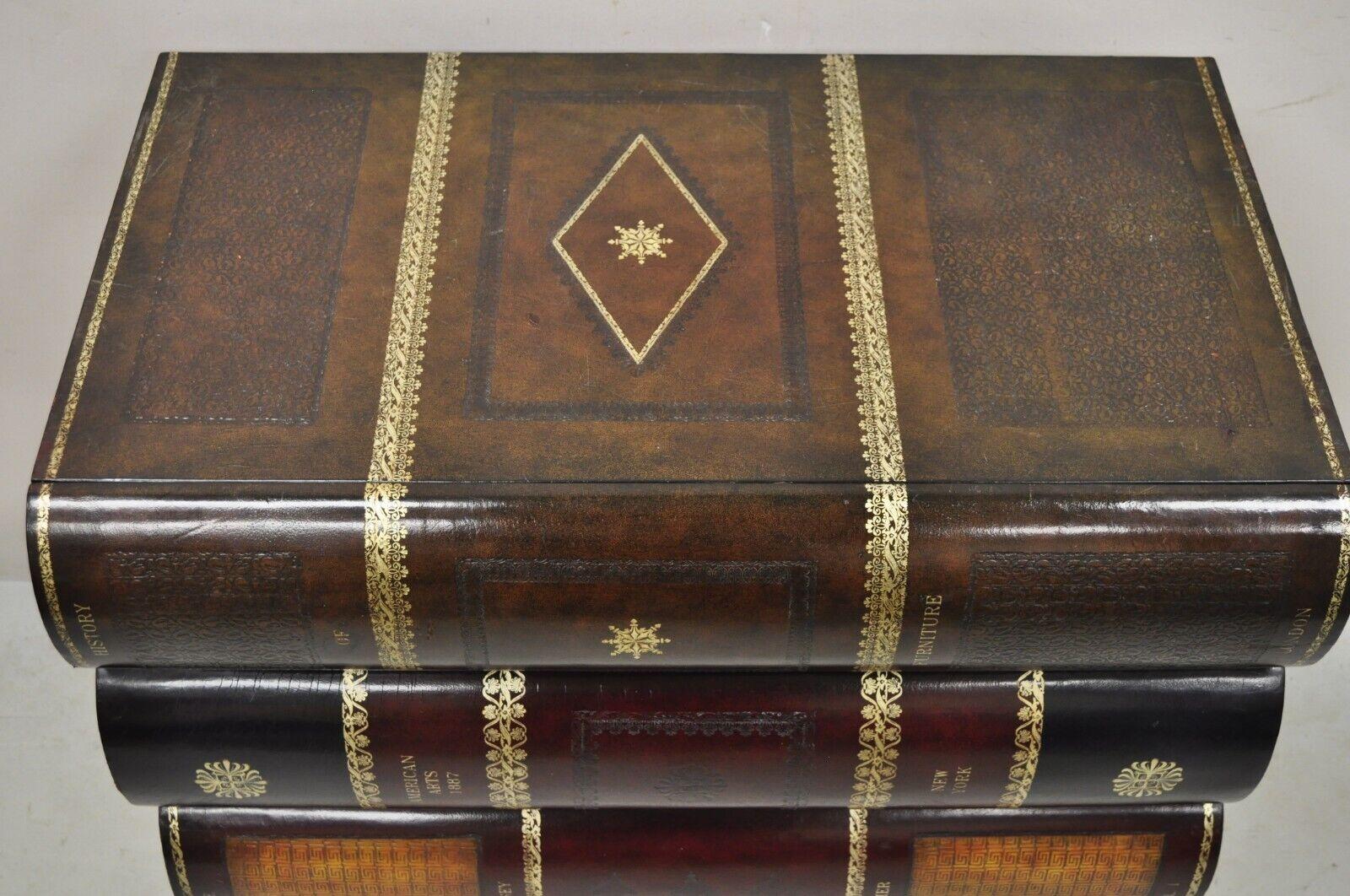 20th Century Maitland Smith English Regency Style Leather Stacked Books 4 Drawer Chest