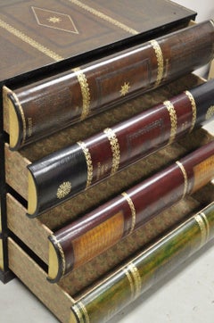 Maitland Smith English Regency Style Leather Stacked Books 4 Drawer Chest. Item