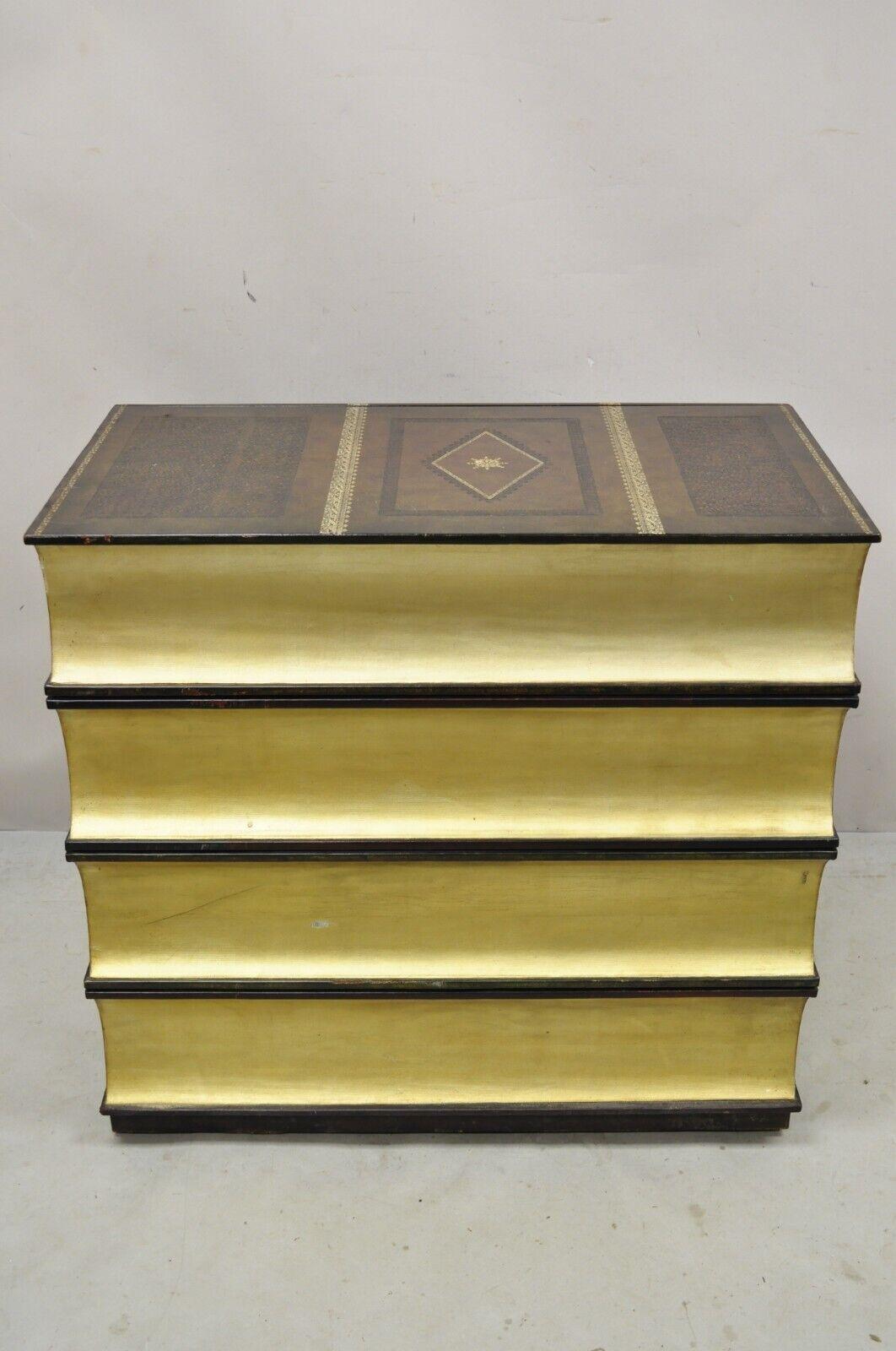 Maitland Smith English Regency Style Leather Stacked Books 4 Drawer Chest. Item  For Sale 2