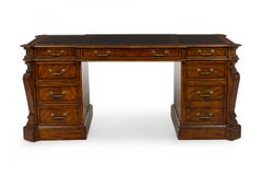 Maitland Smith English Regency Style Wooden 2-Cabinet Kneehole Desk