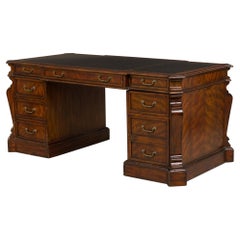 Maitland Smith English Regency Style Wooden 2-Cabinet Kneehole Desk
