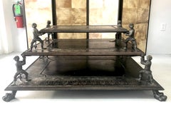 Maitland Smith Fantastic 3-Tier Bronze Coffee Table with Monkeys and Lion Feet