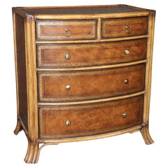 Maitland Smith Faux Bamboo and Leather Chest of Drawers Commode
