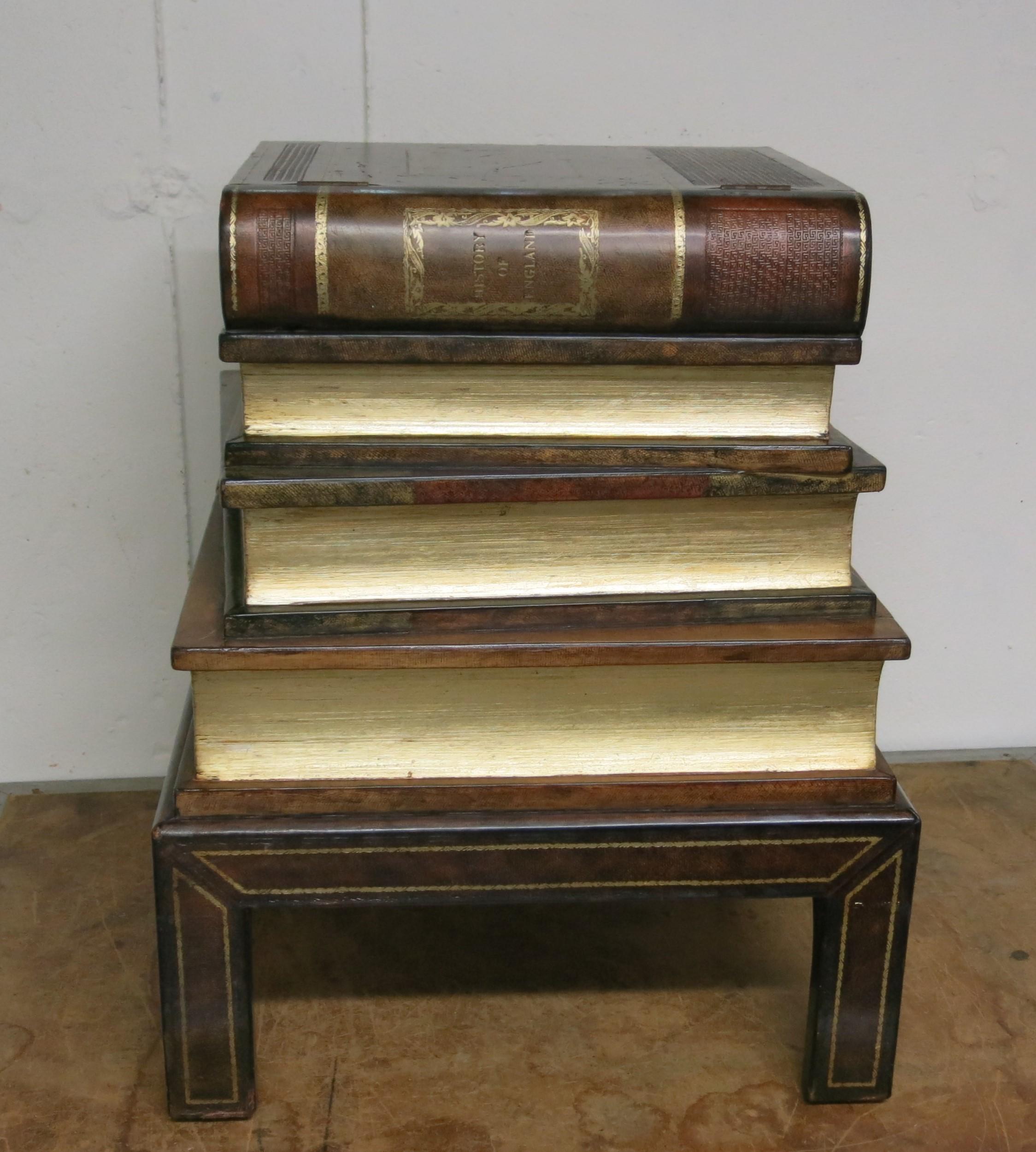 Wood Maitland-Smith Faux Book End Table Occasional Table