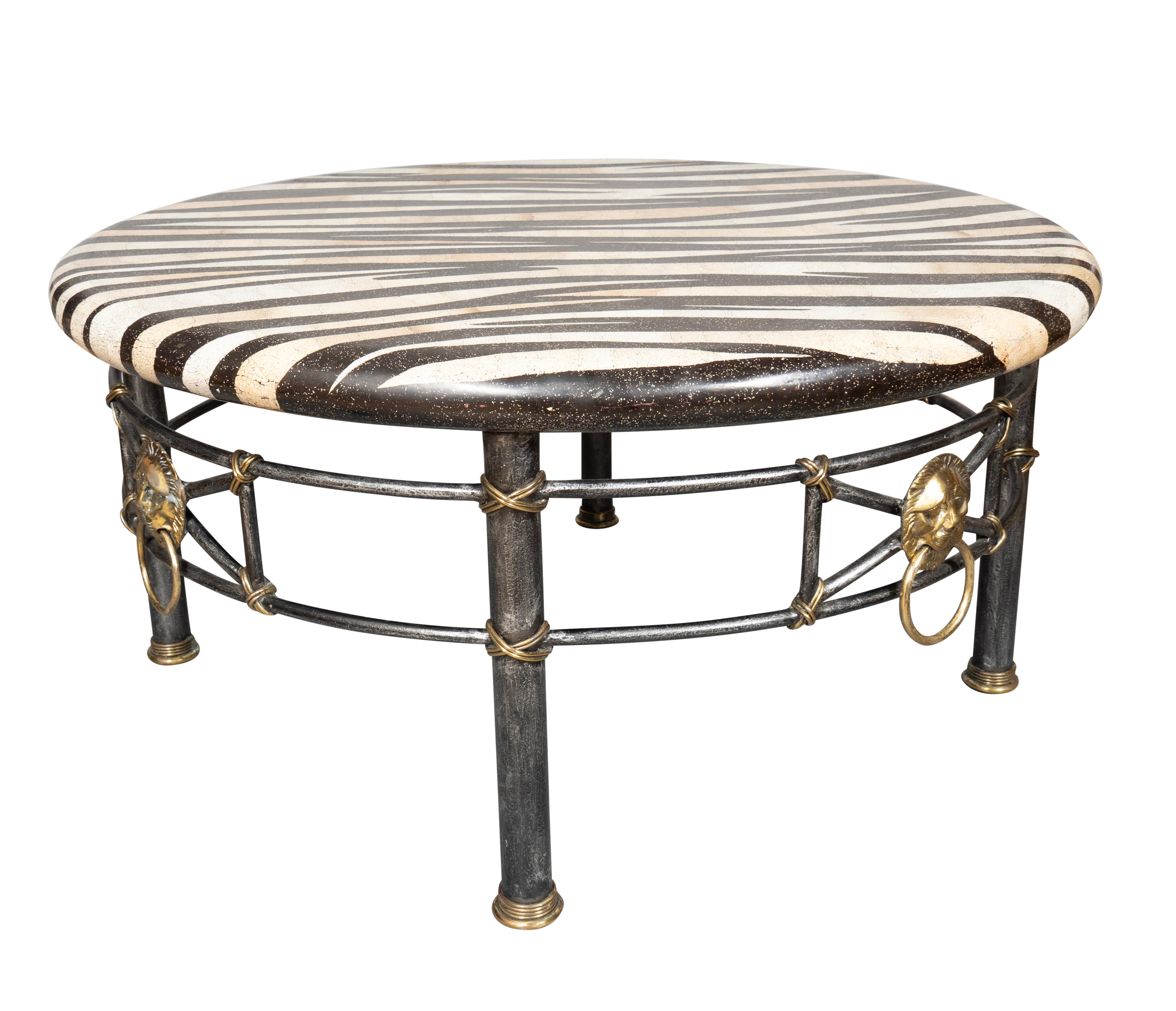 Hollywood Regency Maitland Smith Faux Eggshell Coffee Table For Sale