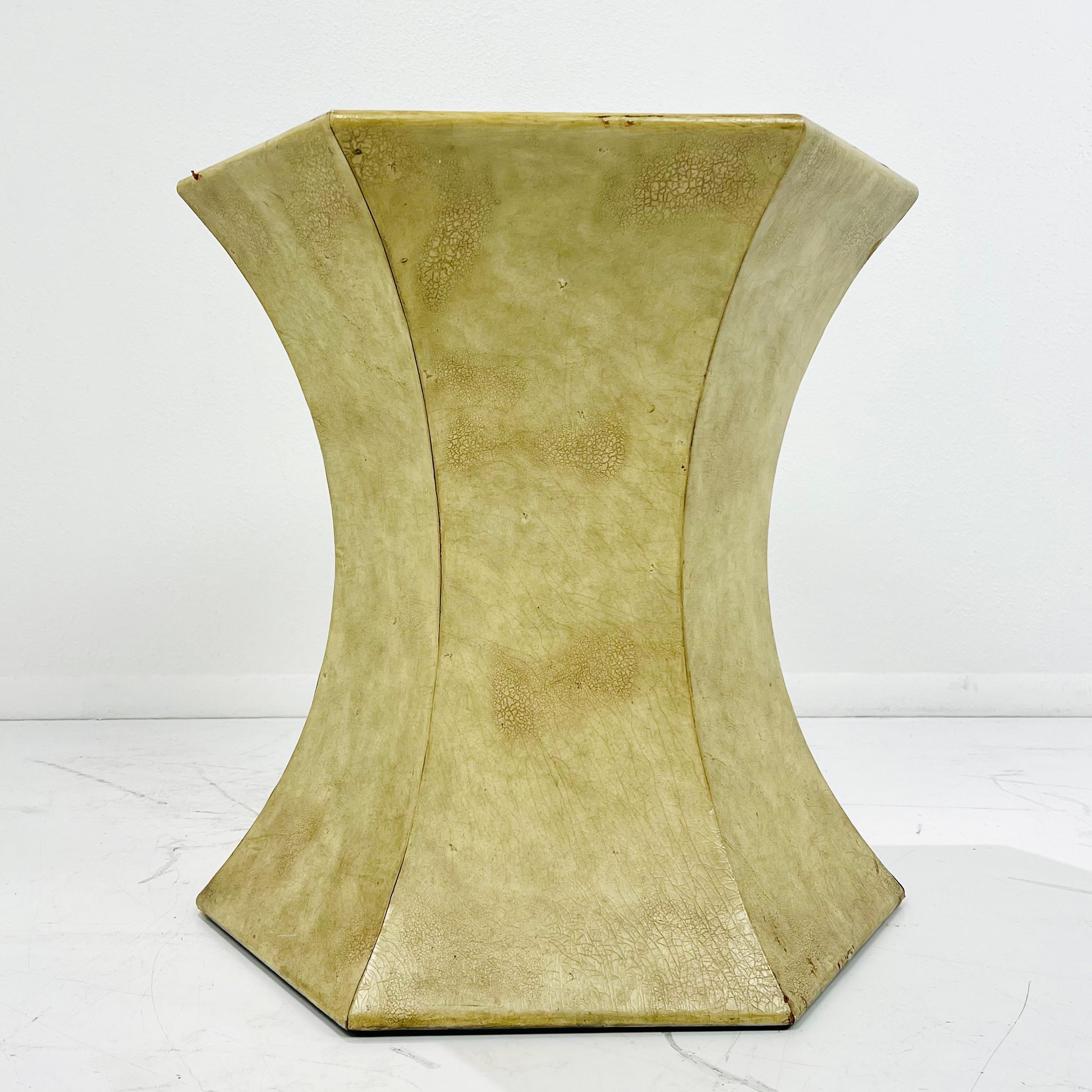 Late 20th Century Maitland-Smith Faux Elephant Hide Finished Leather Pedestal For Sale