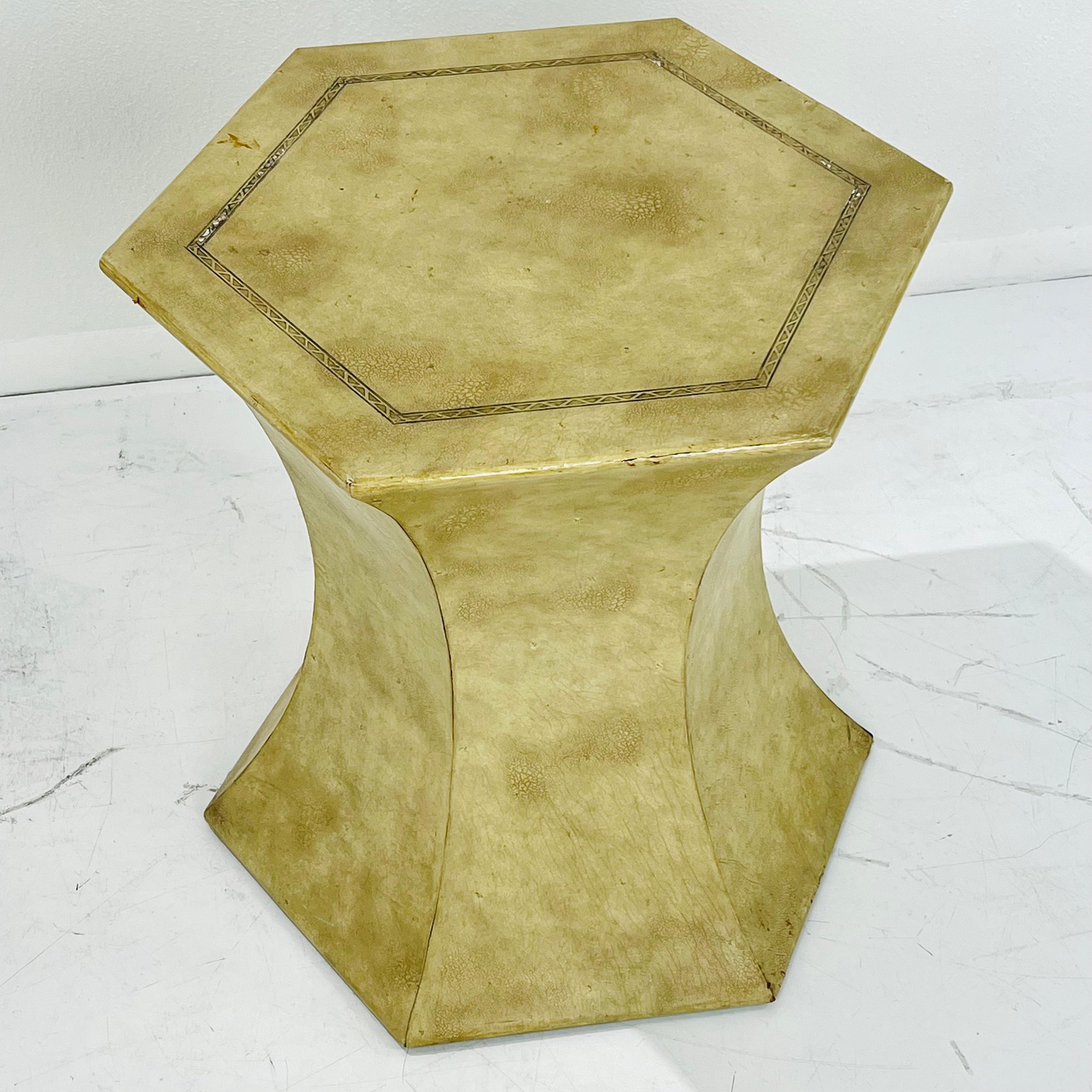 Maitland-Smith Faux Elephant Hide Finished Leather Pedestal For Sale 3