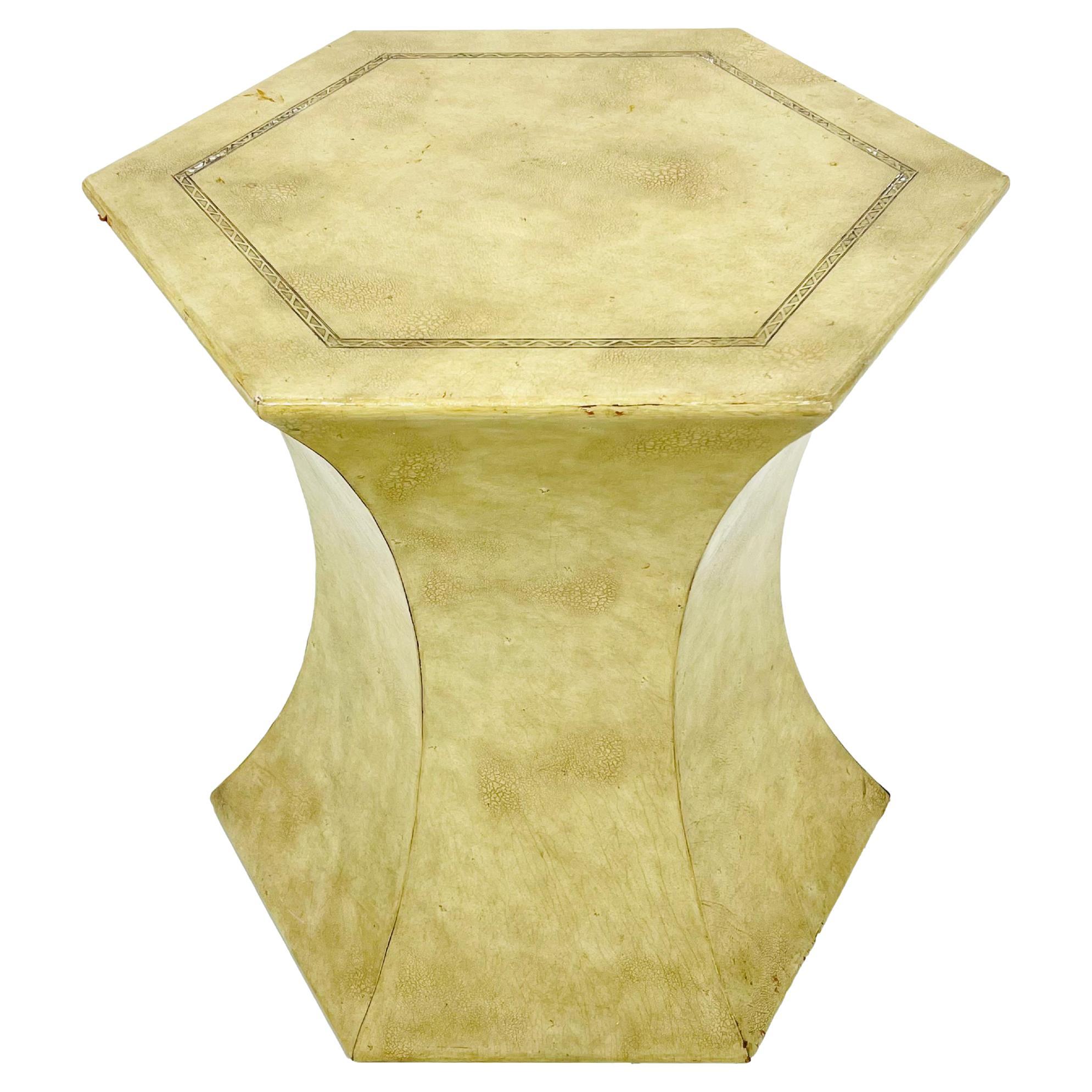 Maitland-Smith Faux Elephant Hide Finished Leather Pedestal