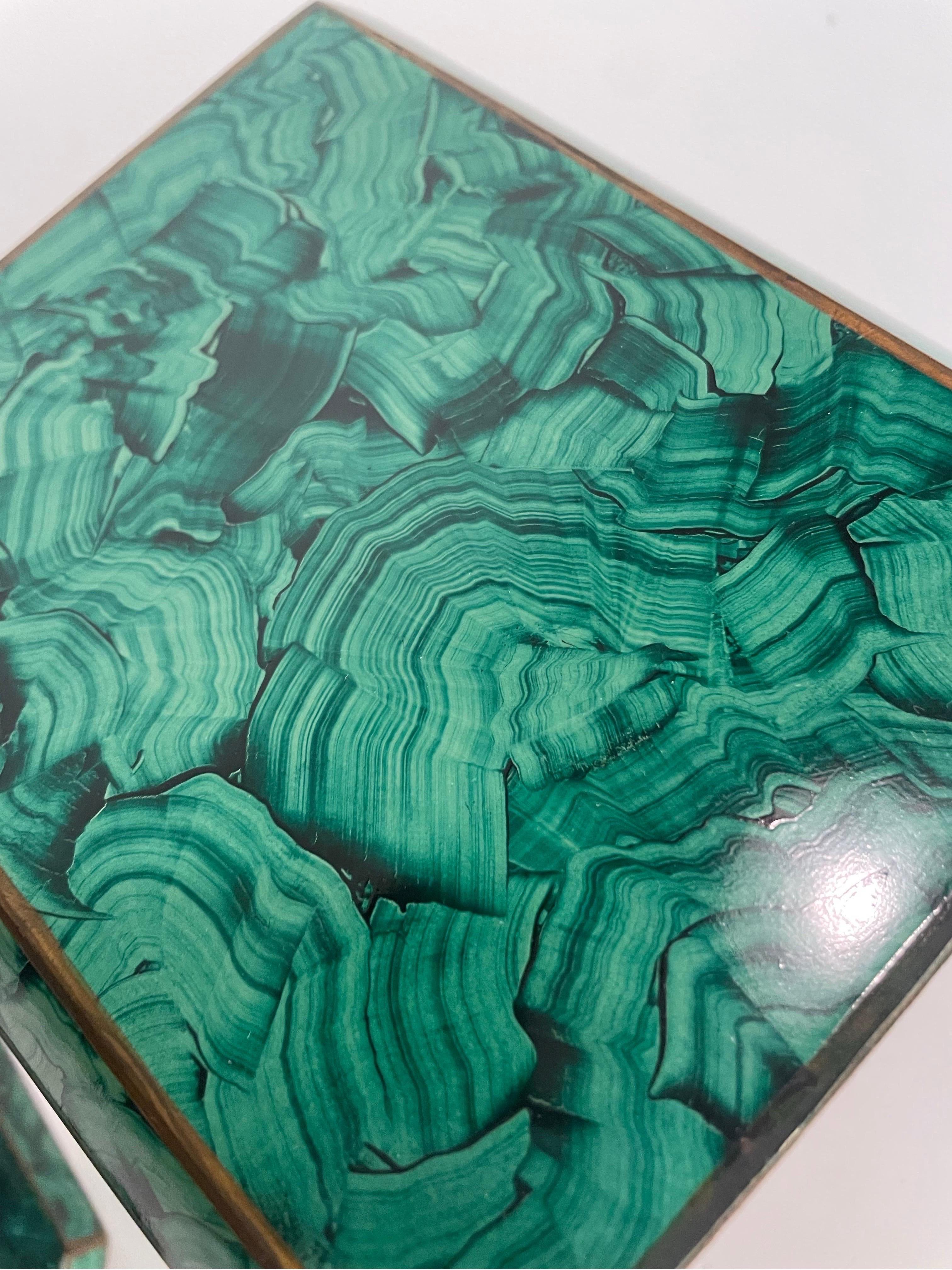 Caja de malaquita de imitación Maitland Smith finales del siglo XX en venta