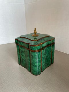 Maitland Smith Faux Malachite Lacquered Box