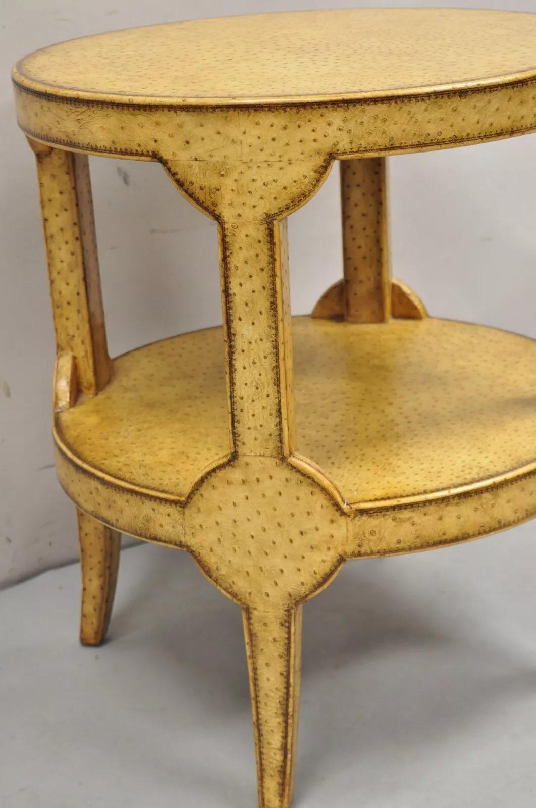 XX secolo Tavolino da salotto Maitland Smith in finta pelle di struzzo Gueridon Hollywood Regency in vendita