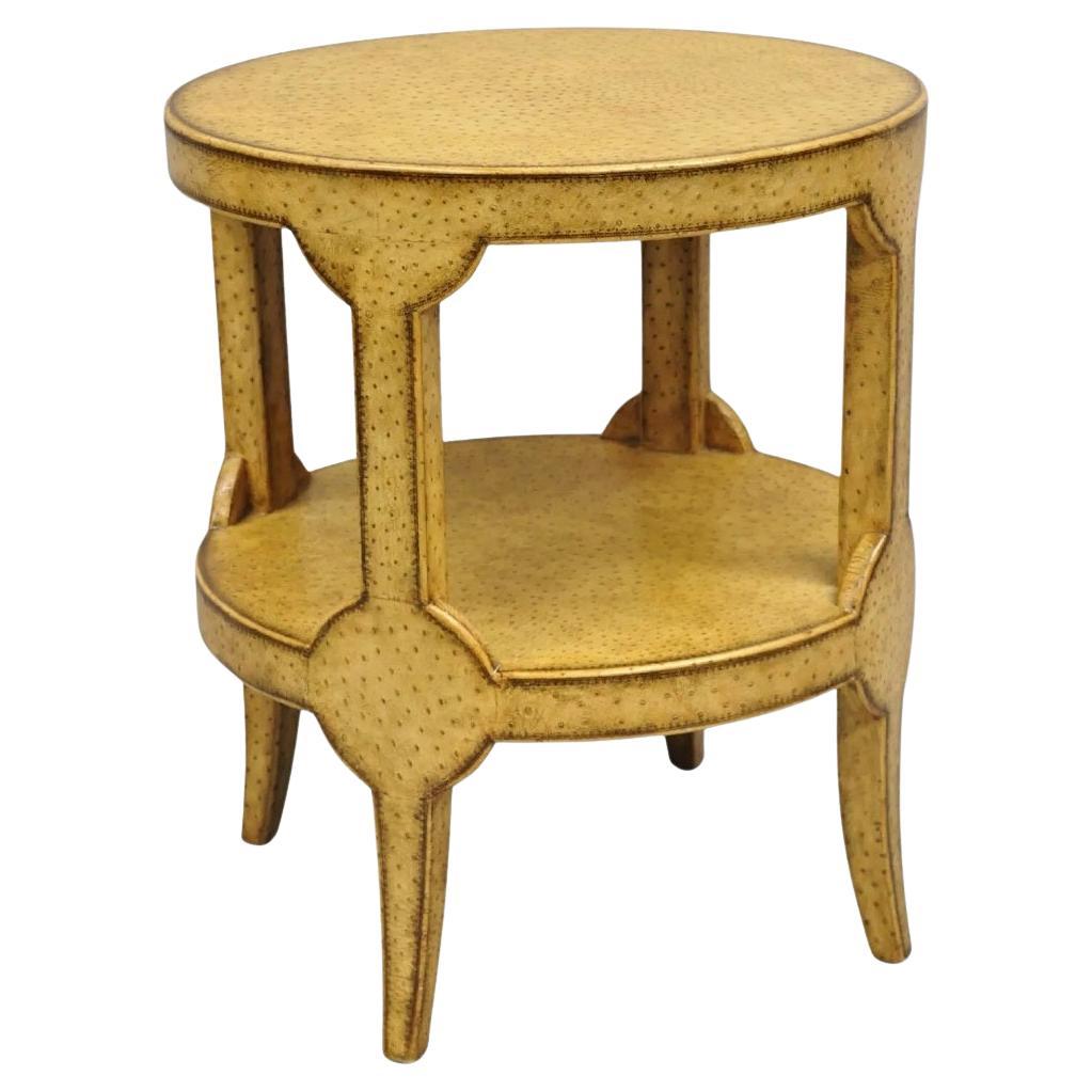 Maitland Smith Hollywood Regency Beistelltisch aus Straußenleder mit rundem Gueridon
