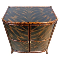 Maitland Smith Faux Tortoise Bamboo Lacquered Two Door Cabinet, Circa 1980