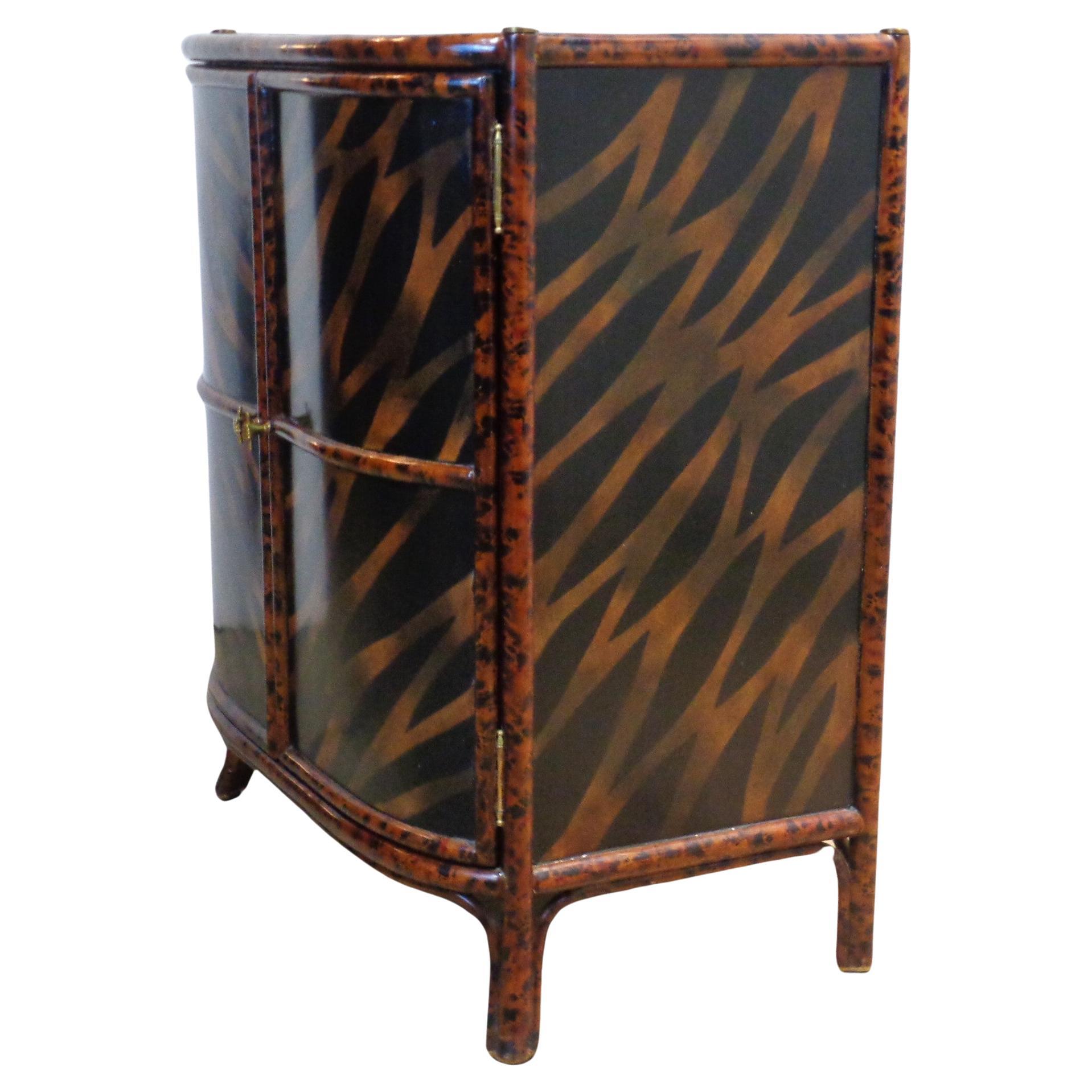 Maitland Smith Faux Tortoise Bamboo Lacquered Two Door Cabinet, CIRCA 1980 im Angebot 2