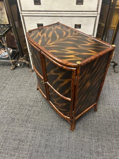 Maitland Smith Faux Tortoiseshell and Zebra Pattern Rattan Cabinet