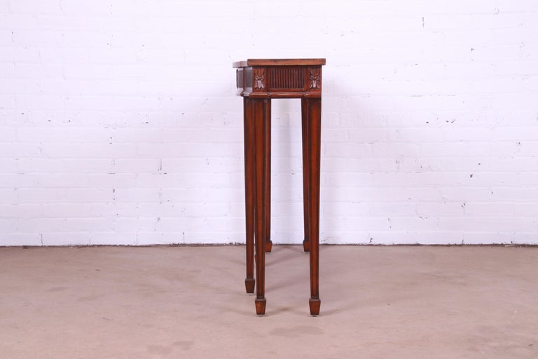 Maitland Smith Federal Carved Mahogany Leather Top Console or Sofa Table For Sale 8