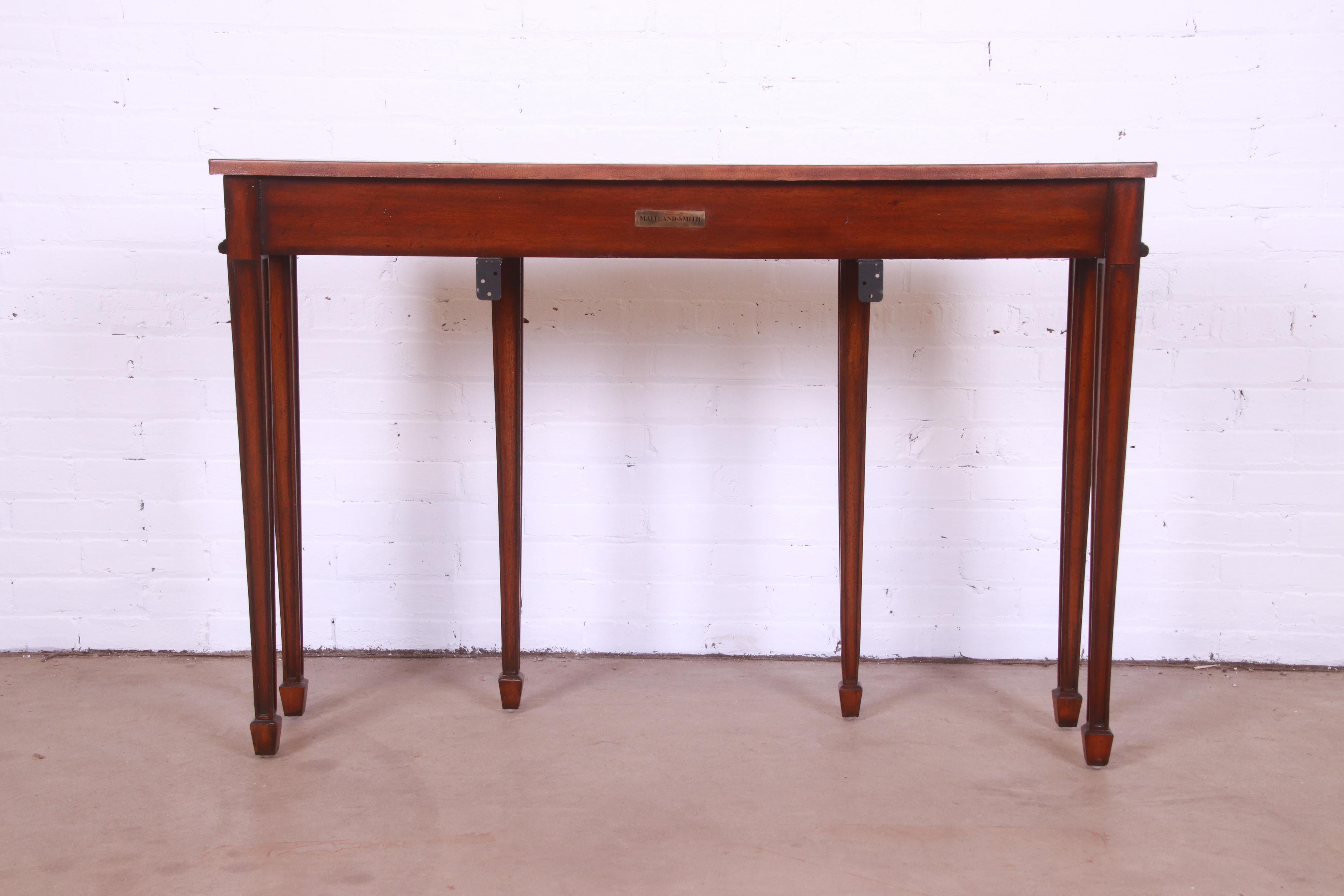 Maitland Smith Federal Carved Mahogany Leather Top Console or Sofa Table 9