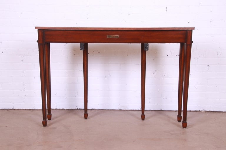 Maitland Smith Federal Carved Mahogany Leather Top Console or Sofa Table For Sale 9