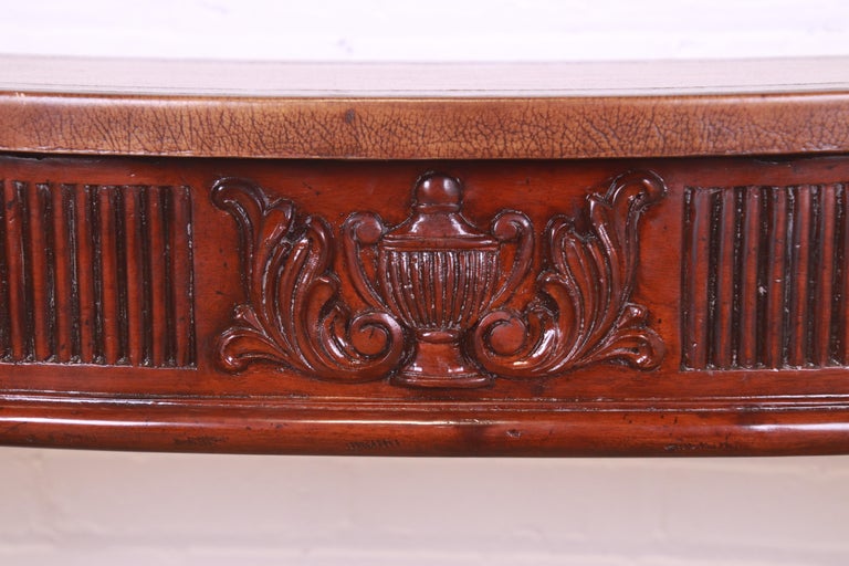 Maitland Smith Federal Carved Mahogany Leather Top Console or Sofa Table For Sale 5