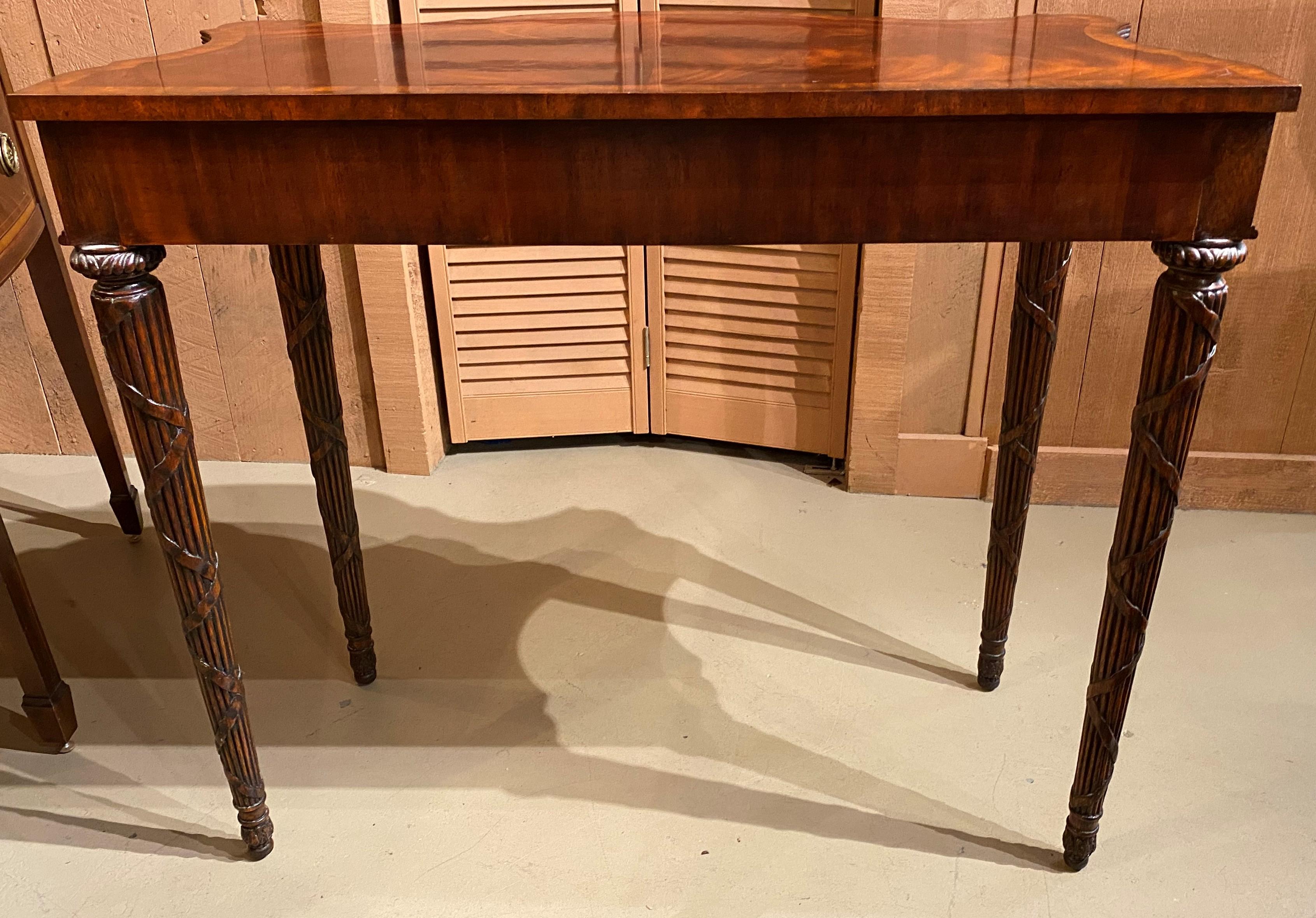 20th Century Maitland-Smith Federal Style Flame Mahogany Three-Drawer Pier or Console Table