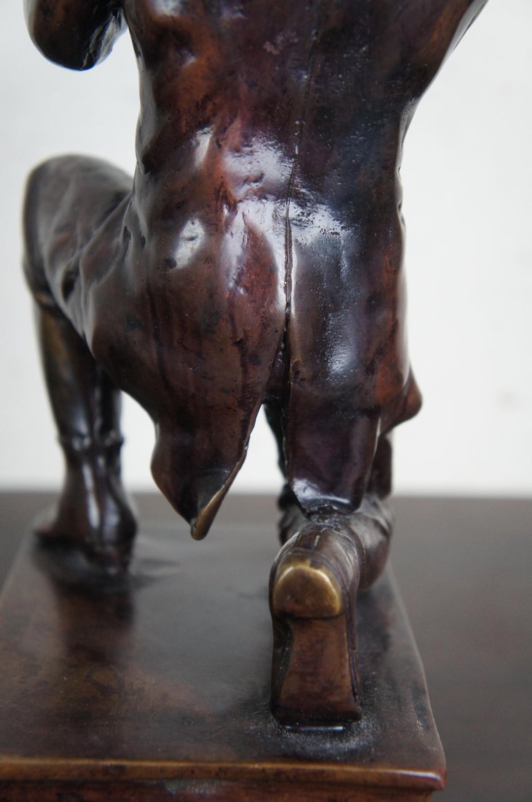 Maitland Smith Figural Bronze Candleholder Colonial Man with Torch