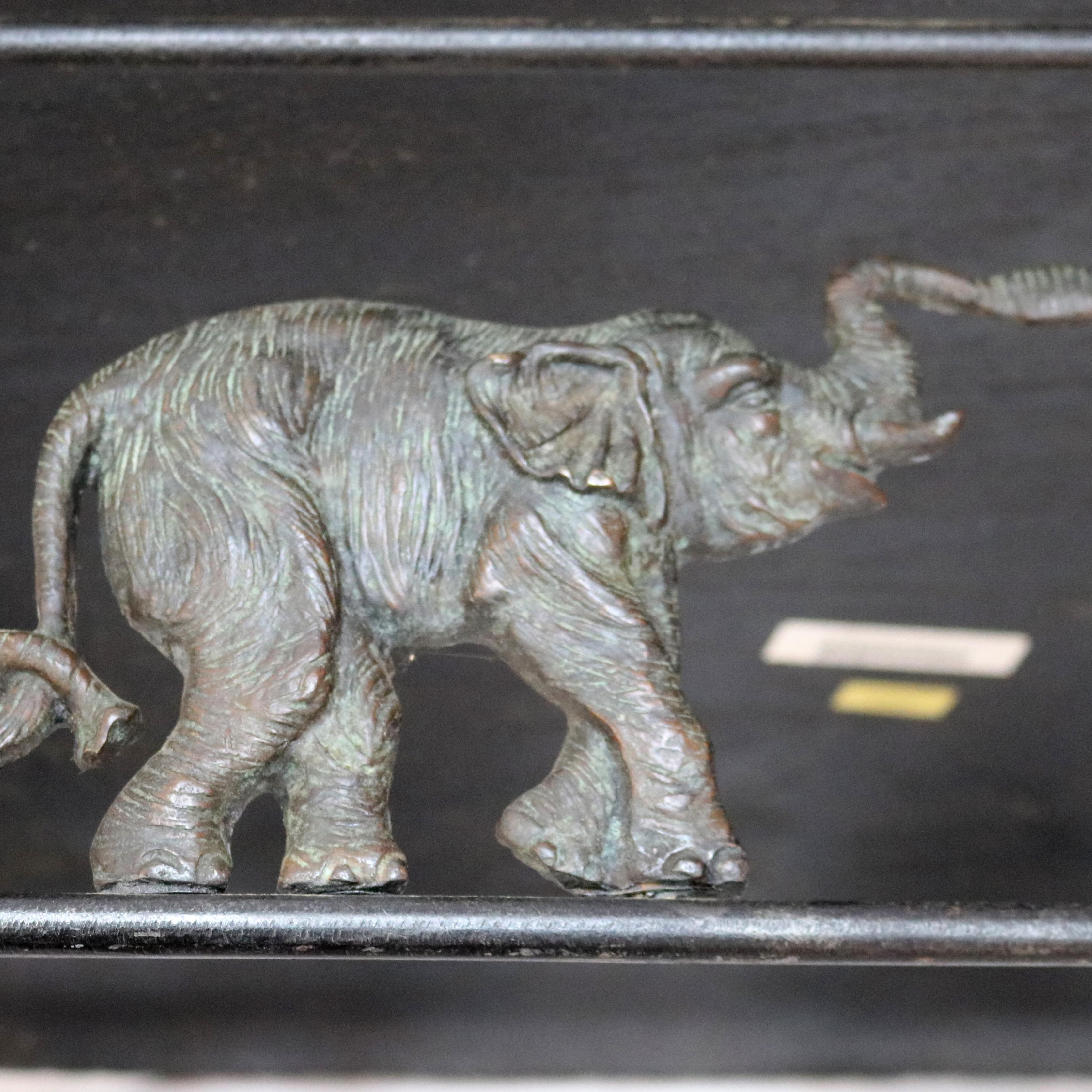 Maitland Smith Figural Elephant Bronze & Leather Coffee Table, 20th C 10