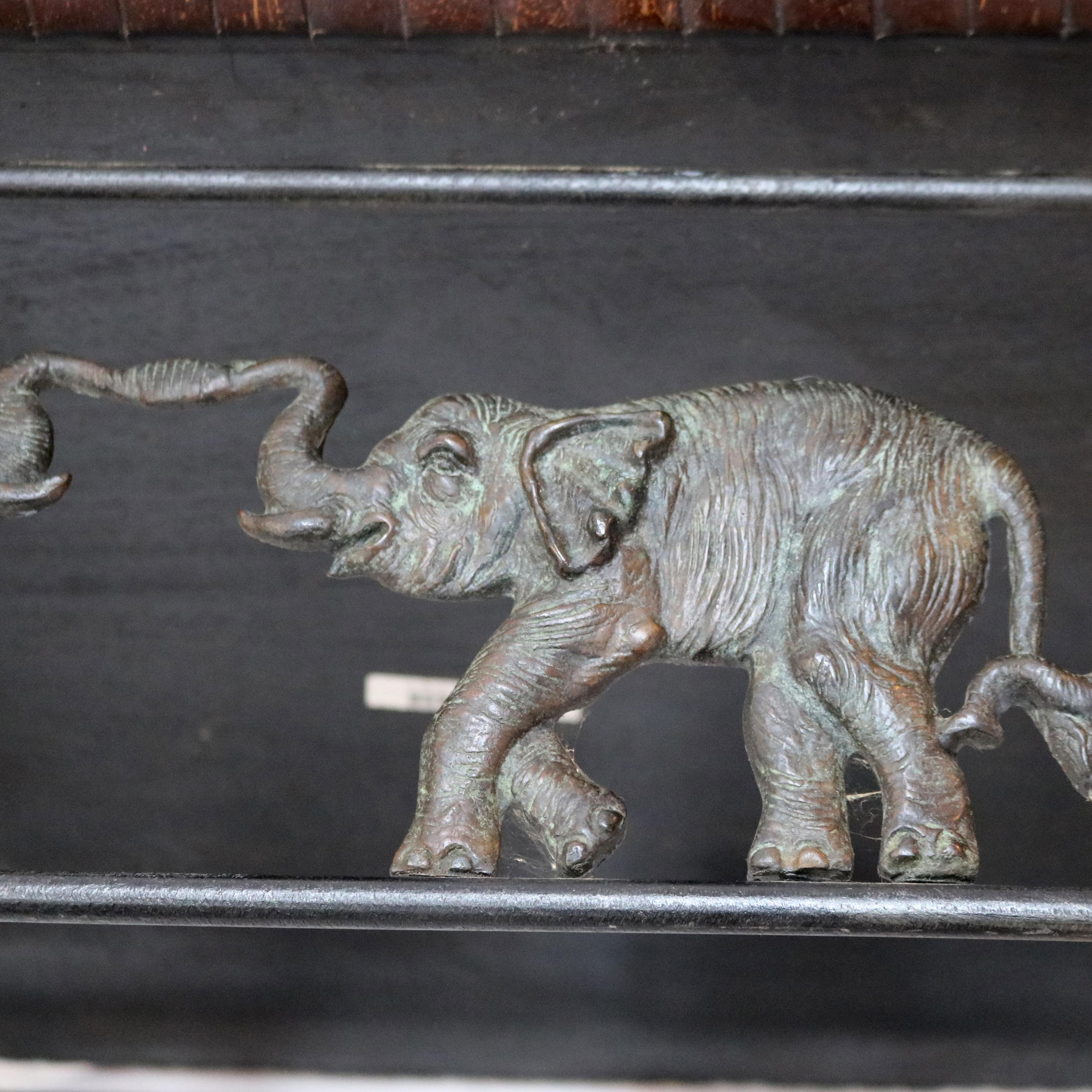 Maitland Smith Figural Elephant Bronze & Leather Coffee Table, 20th C 11