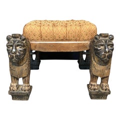 Maitland Smith Figural Stylized Lion Bench