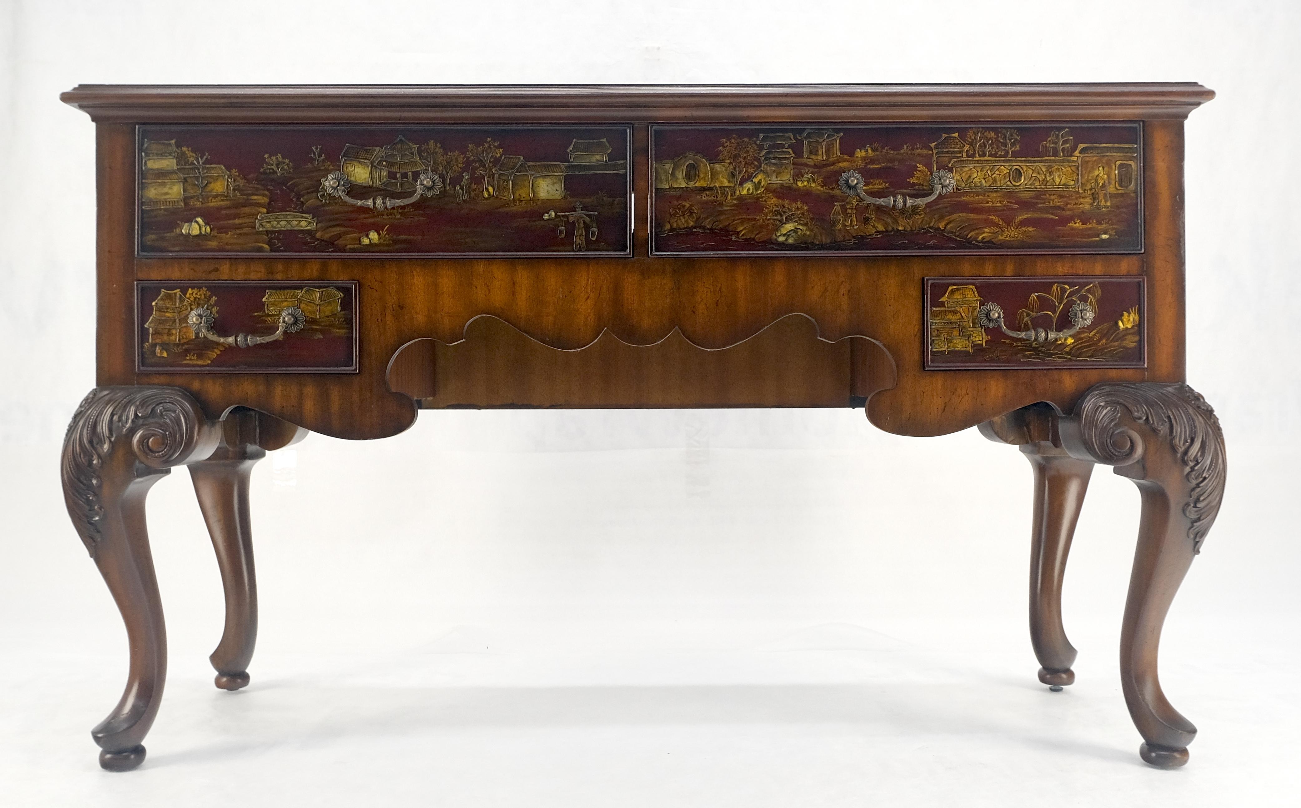 Maitland Smith Finemente intagliato Due cassetti intagliati Chinoiserie Console Sideboard MINT in vendita 9