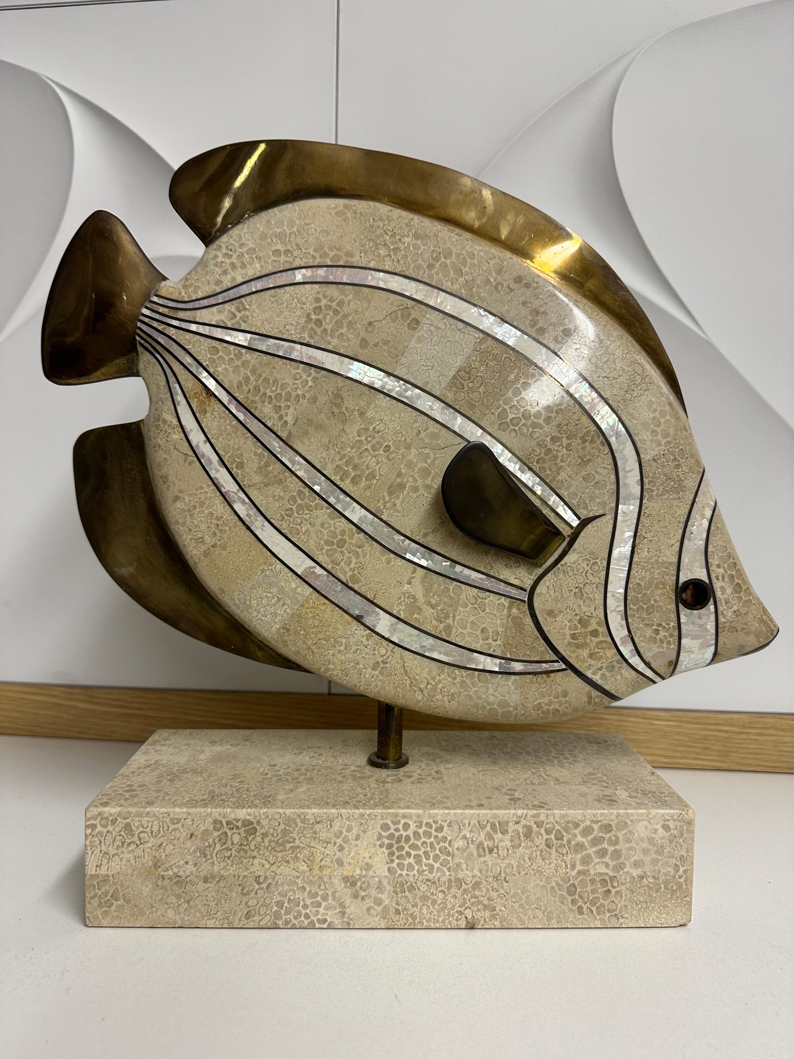 Maitland Smith Fish Sculpture Bookend In Good Condition For Sale In North Hollywood, CA