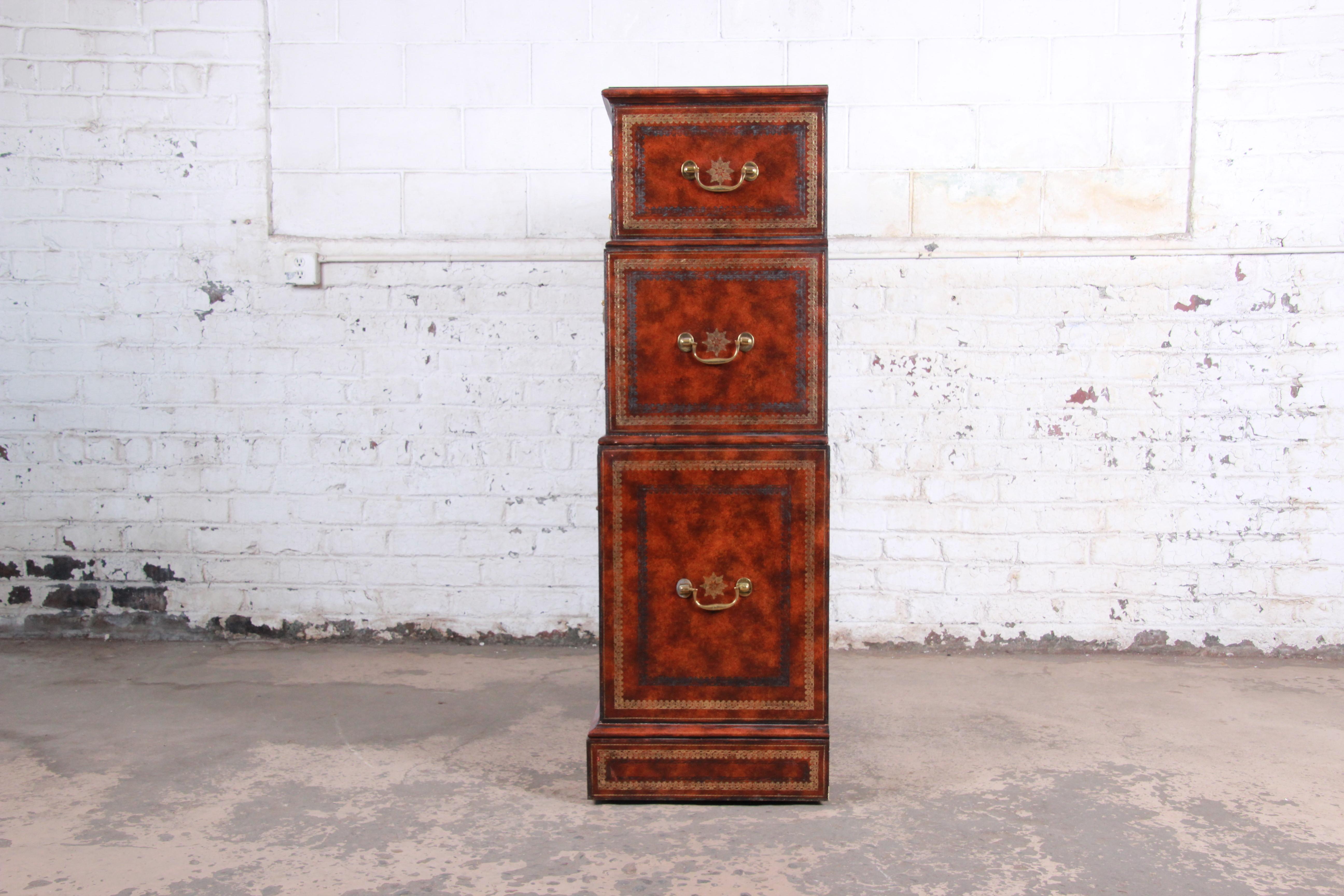Maitland Smith Flame Mahogany and Leather Chest on Chest Highboy Dresser 5