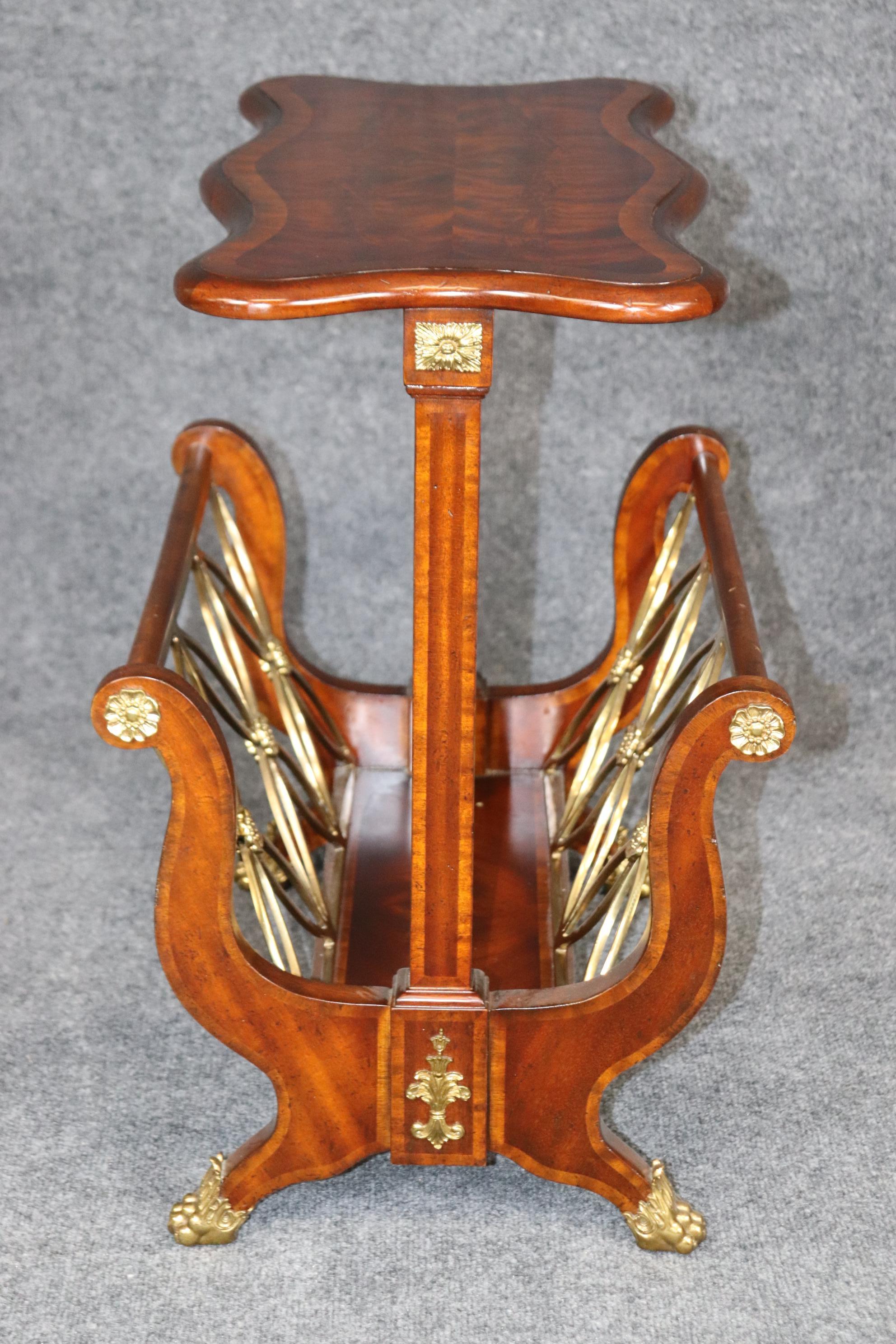Regency Maitland Smith Flame Mahogany Brass Mounted Magazine Rack Canterbury For Sale