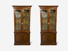 Maitland Smith, Flame Mahogany, Chinese Chippendale Style Bookcases, 1970s