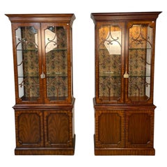Maitland Smith, Flame Mahogany, Chinese Chippendale Style Bookcases, 1970s