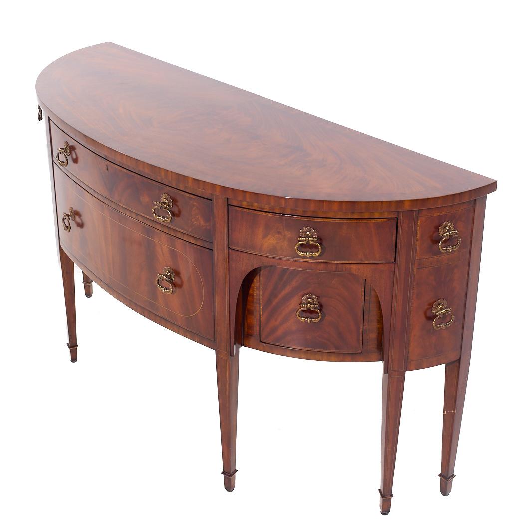 Contemporary Maitland Smith Flame Mahogany Curved Front Sideboard Credenza Buffet Server For Sale