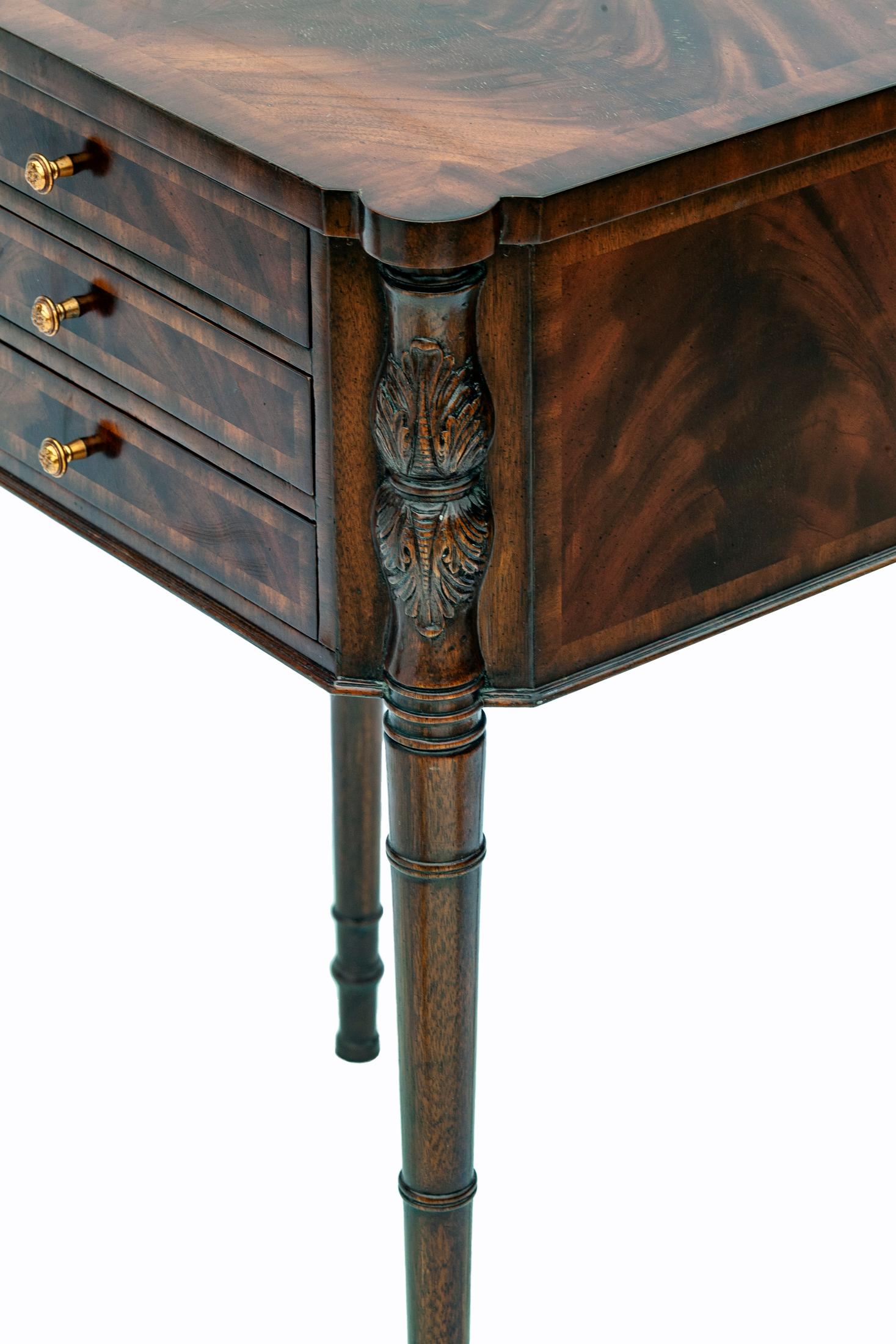 Maitland Smith Flame Mahogany End Tables, a pair 6