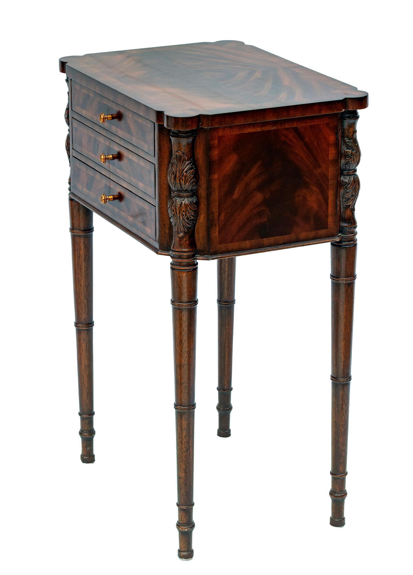 Maitland Smith Flame Mahogany End Tables, a pair 7