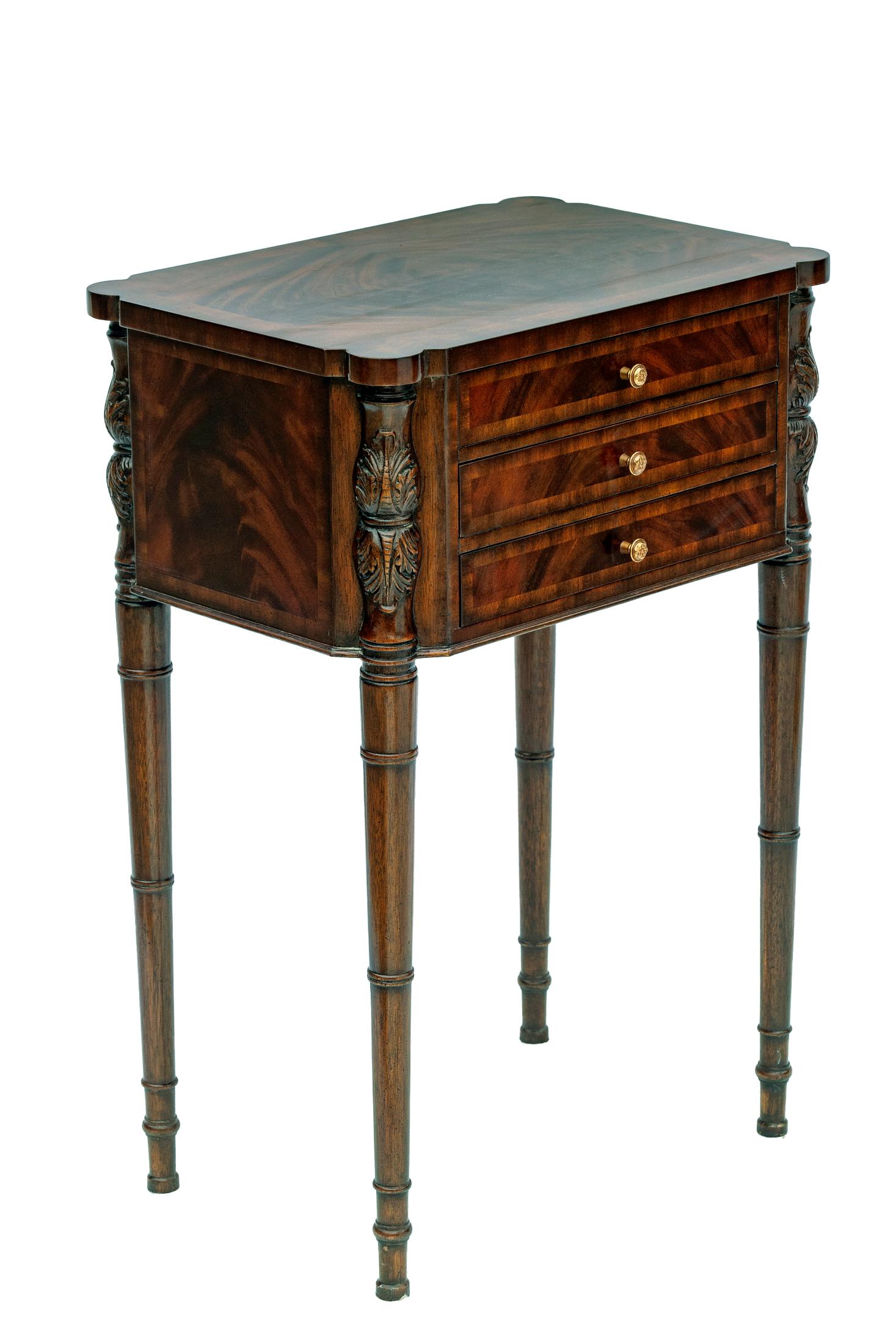 Maitland Smith Flame Mahogany End Tables, a pair 12