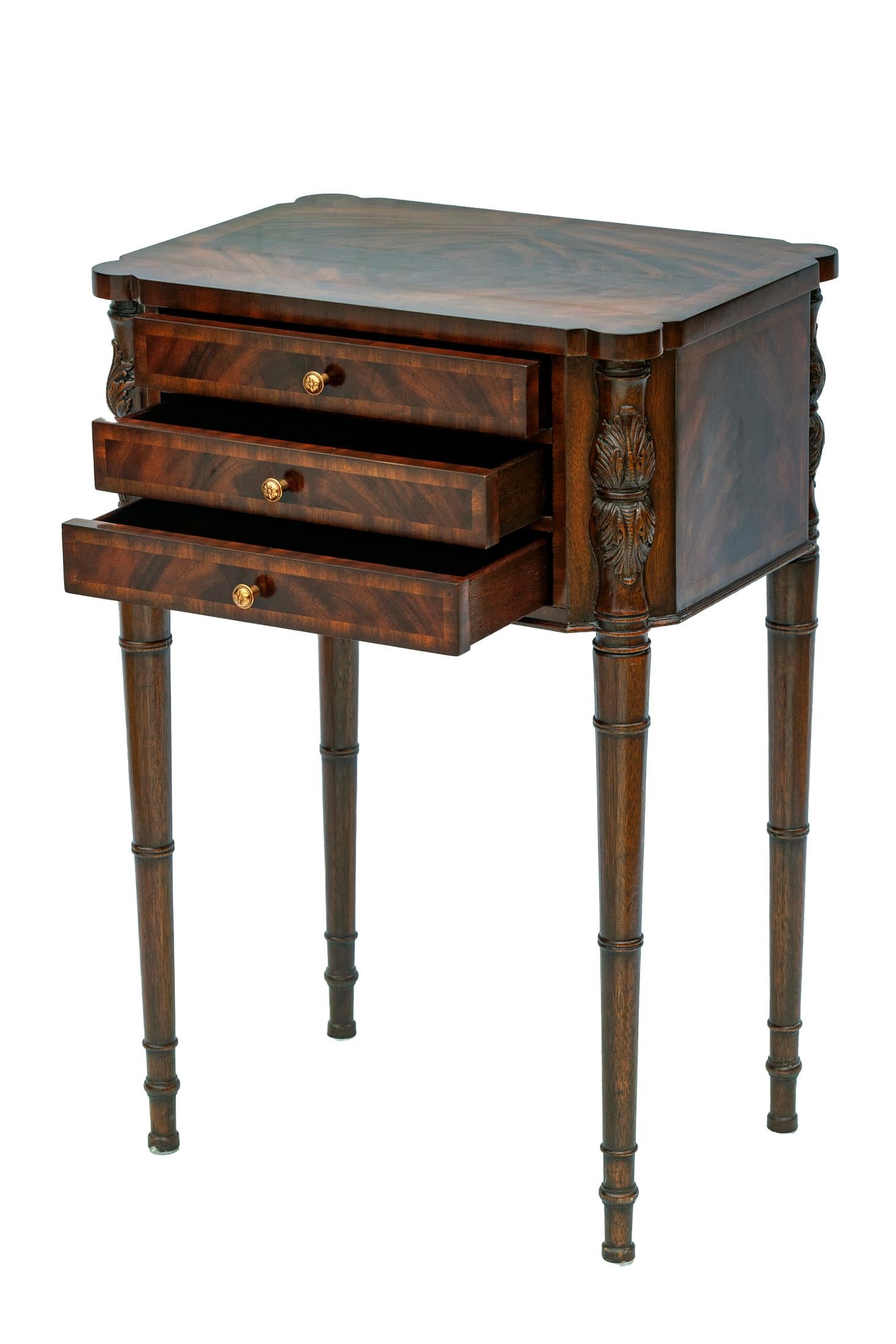 Maitland Smith Flame Mahogany End Tables, a pair 13