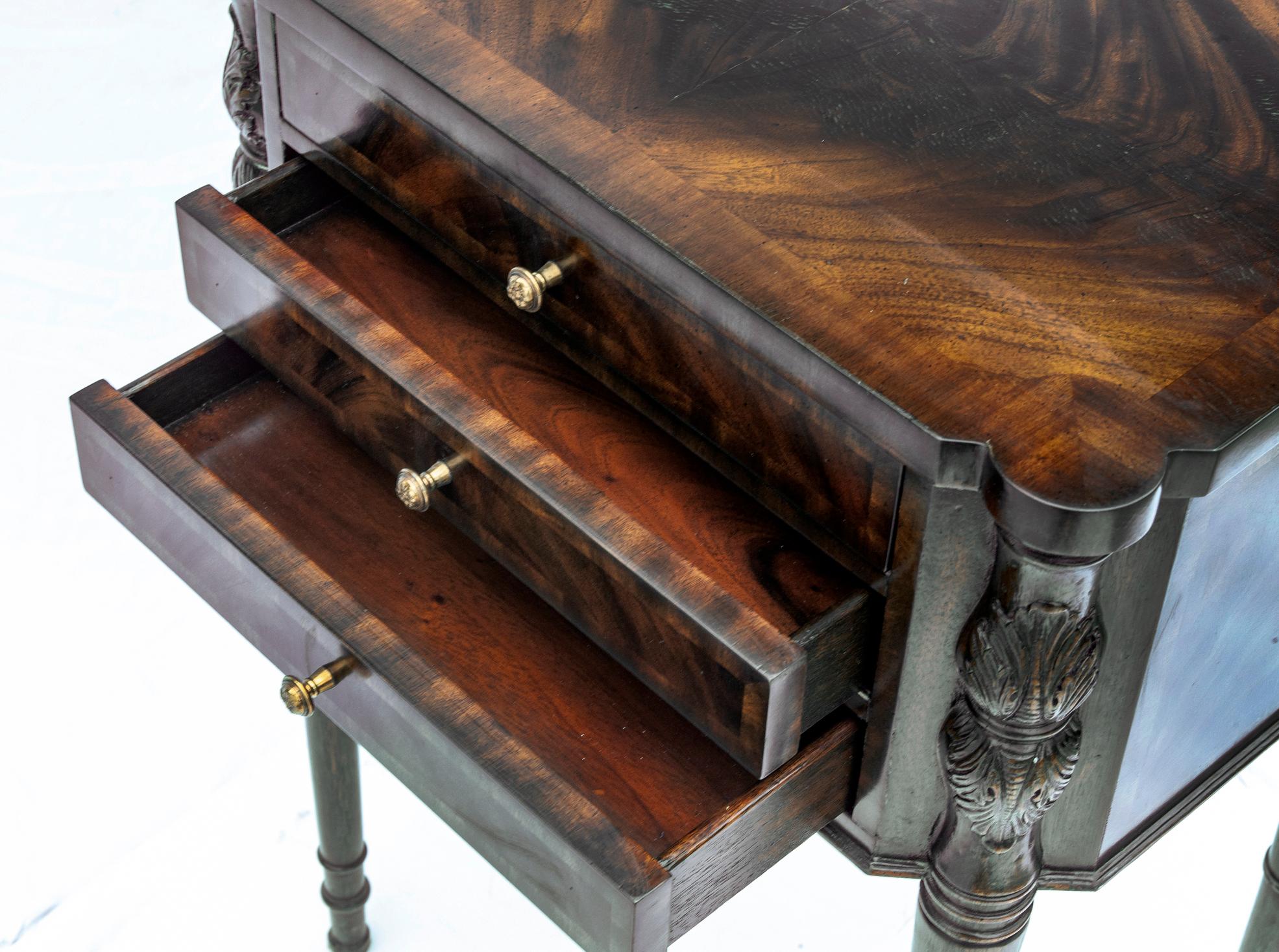 Maitland Smith Flame Mahogany End Tables, a pair 3