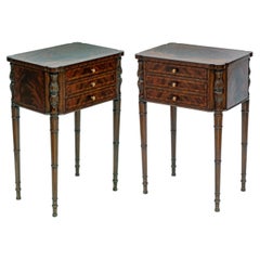 Maitland Smith Flame Mahogany End Tables, a pair