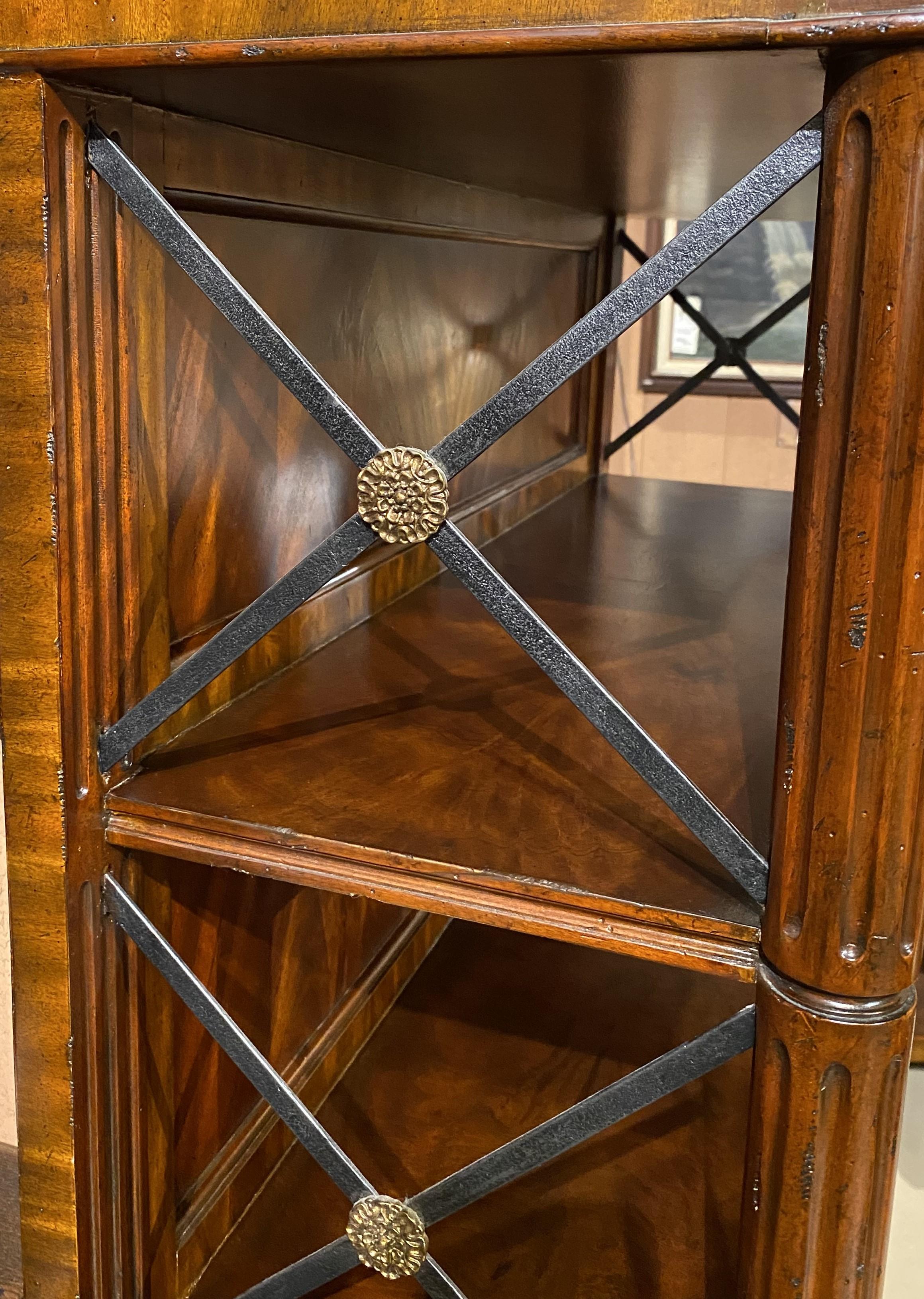 Cast Maitland Smith Flame Mahogany Étagère or Bookshelf with Brass Gallery For Sale
