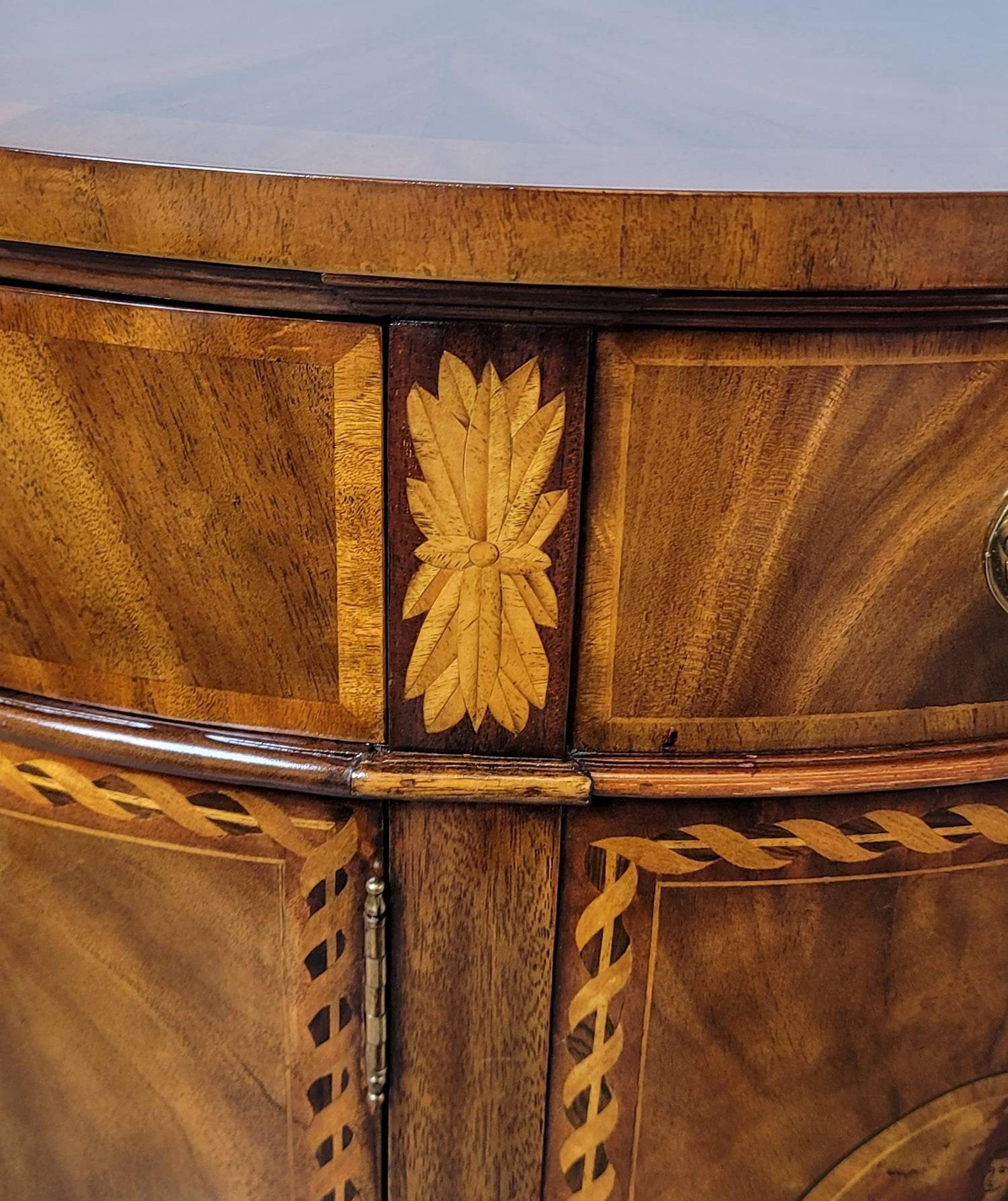 Maitland Smith Flame Mahogany Marquetry Bow Front Chest 3