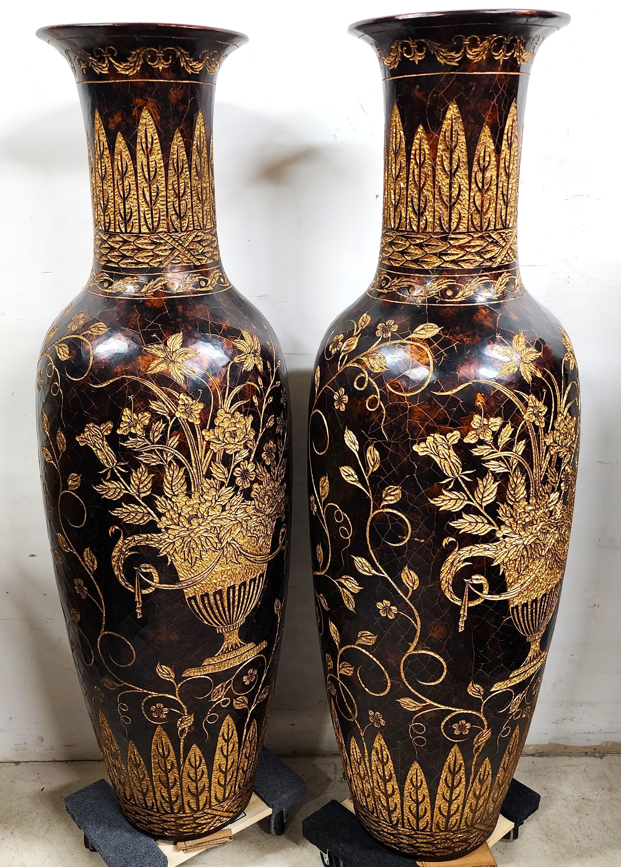 Maitland Smith Floor Vases Faux Tortoise Shell 62