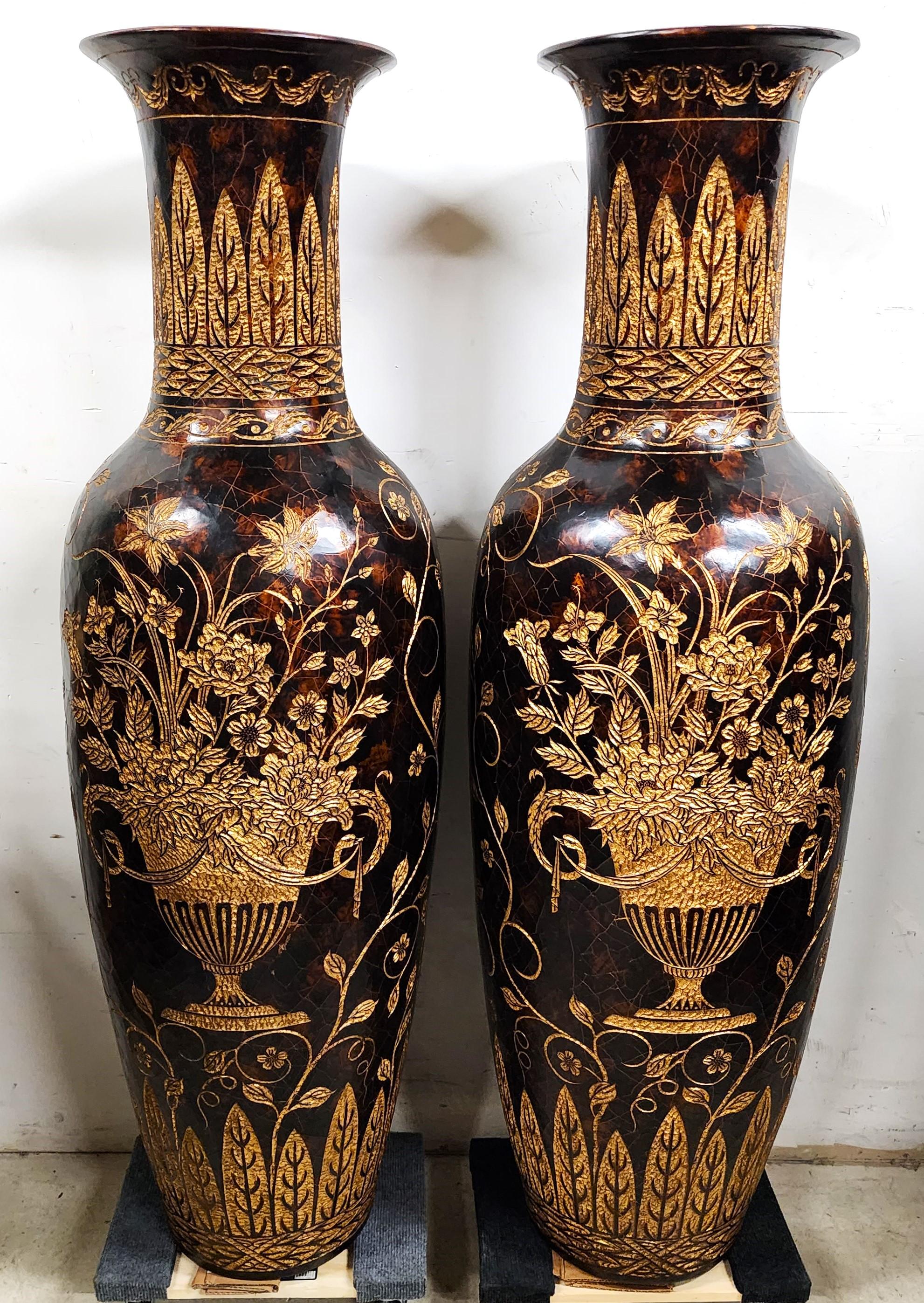 Maitland Smith Floor Vases Faux Tortoise Shell 62